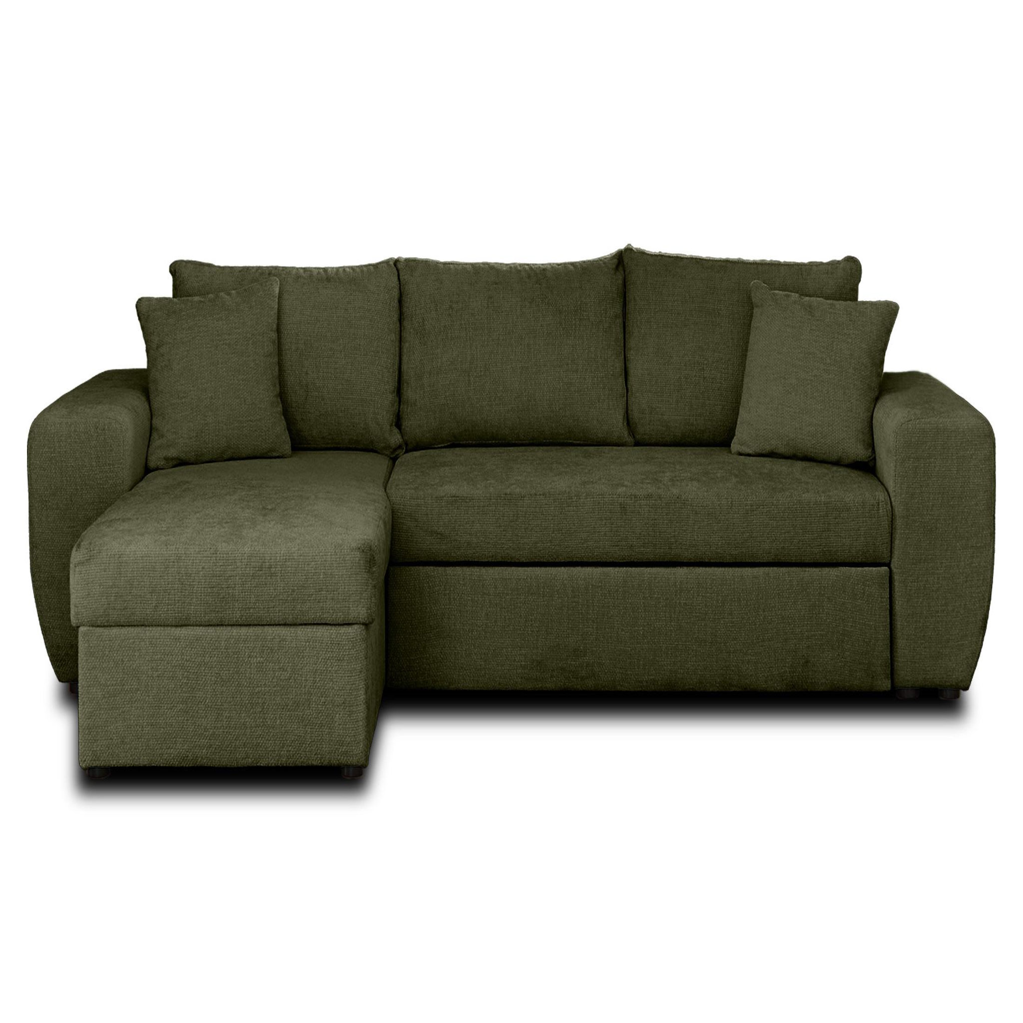 Voir la diapositive 1 : BEST MOBILIER Milan - canapé d'angle réversible 4 places - convertible avec coffre - en velours texturé