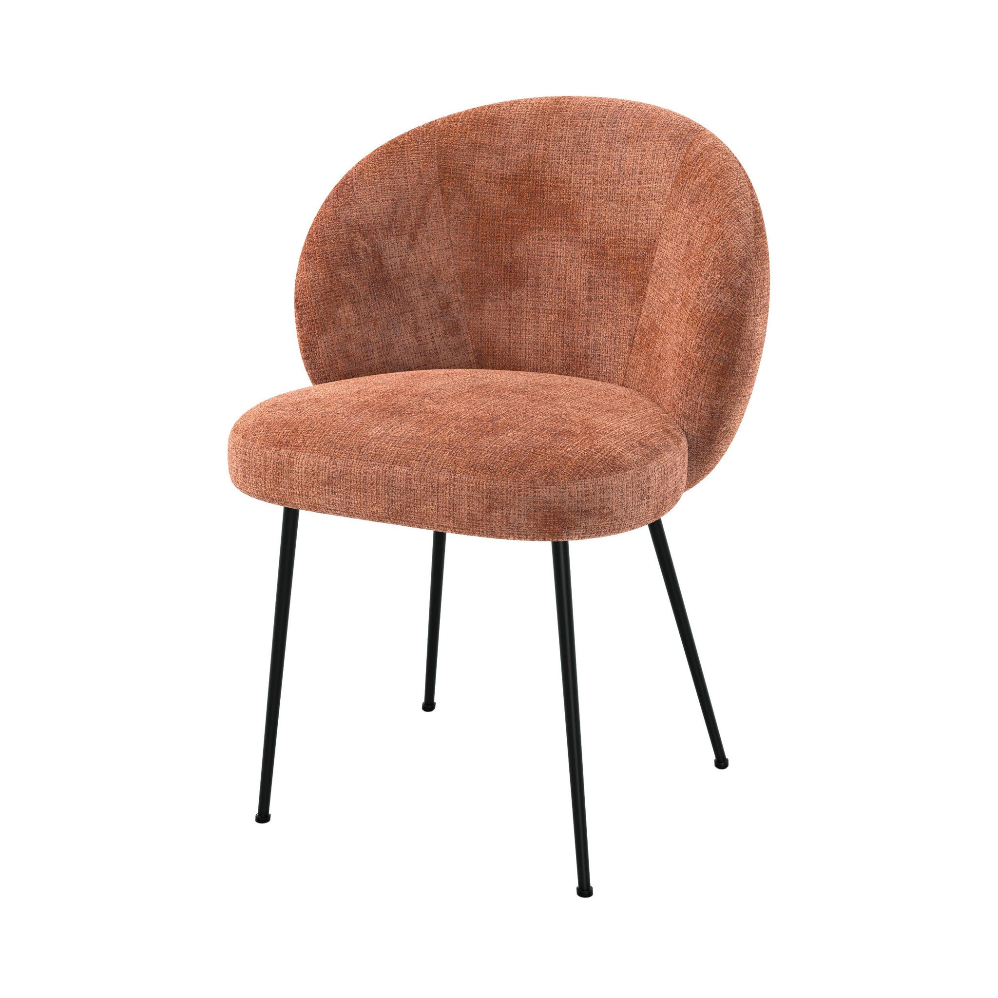 MAISON PAVANE Chaise en velours chenillé terracotta et métal noir-bloomy