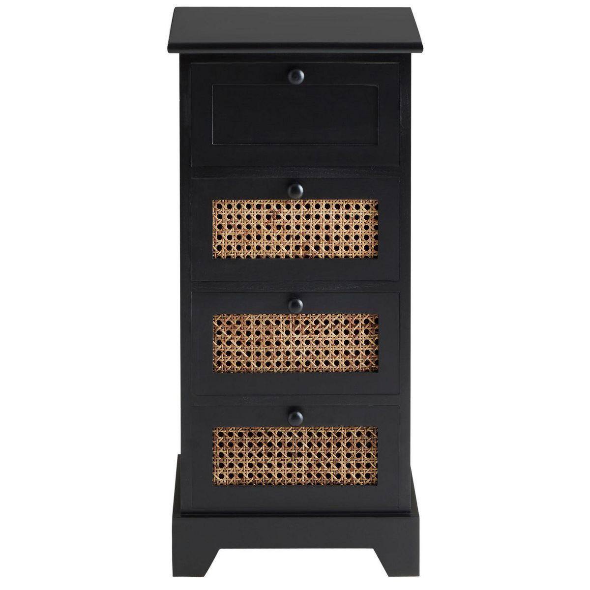 IDIMEX Chiffonnier JASMIN avec 4 tiroirs, en bois de paulownia et rotin