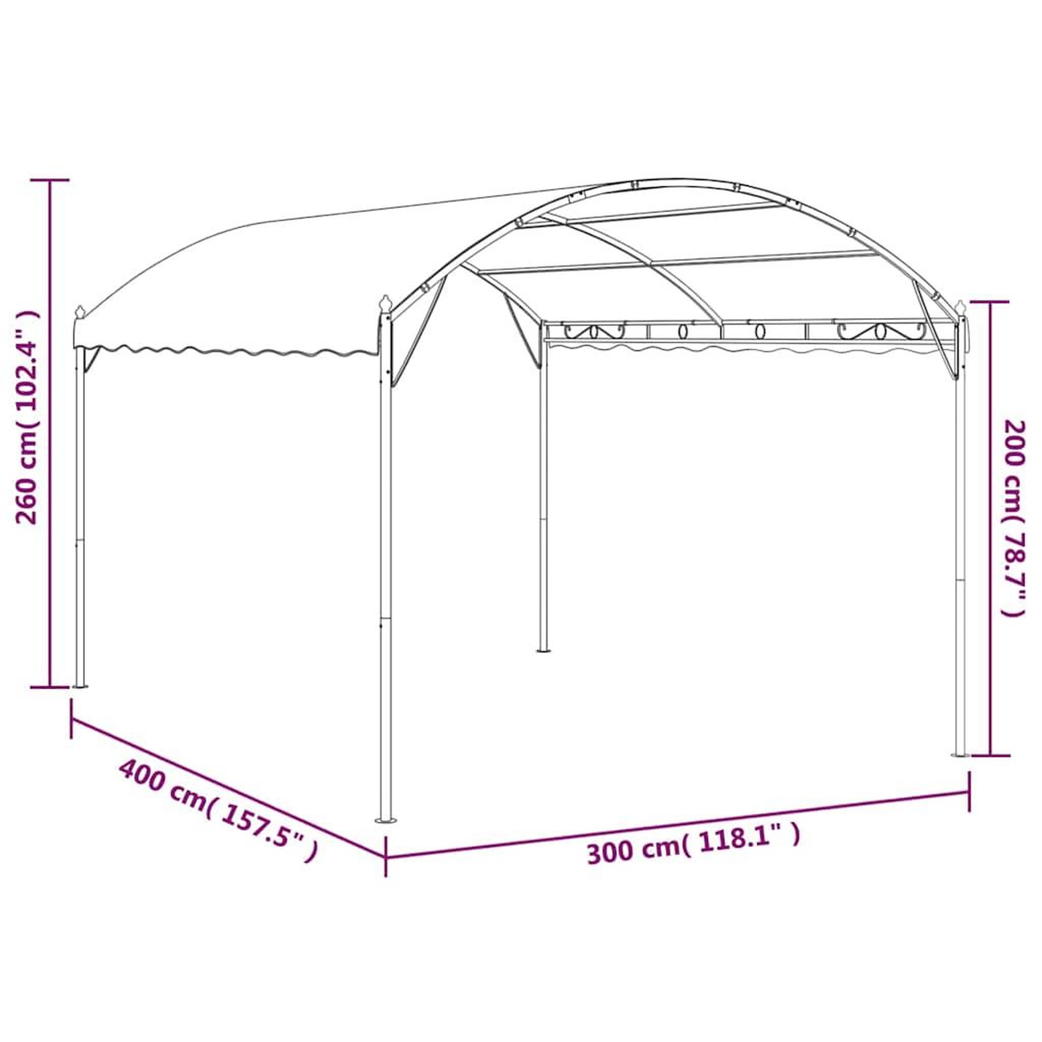 Voir la diapositive 3 : VIDAXL Belvedere 4x3x2,6 m Taupe 180 g/m^2