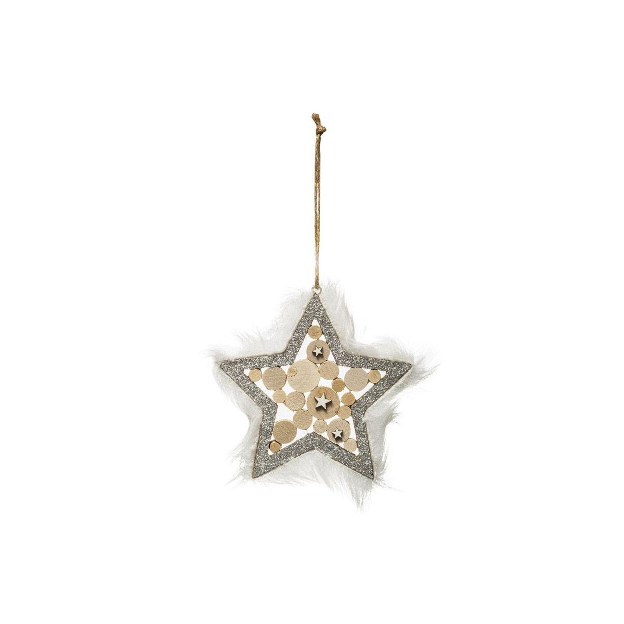 FEERIC LIGHT & CHRISTMAS Sujet de noël étoile  hors piste  12cm argent