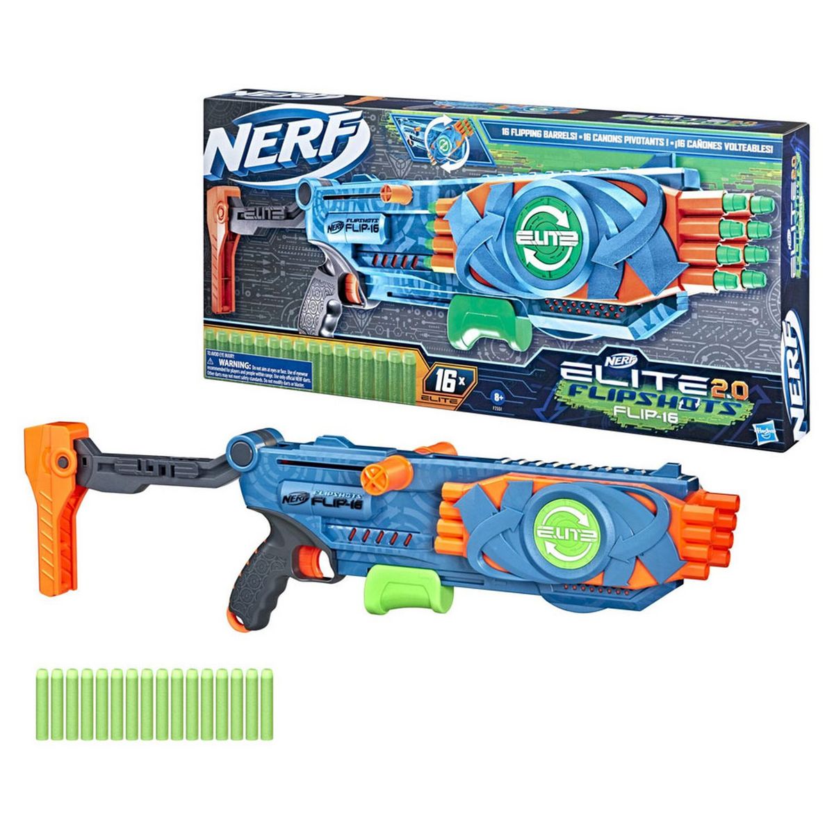 HASBRO Pistolet Nerf Elite 2.0 Flip-16 + 16 flèches