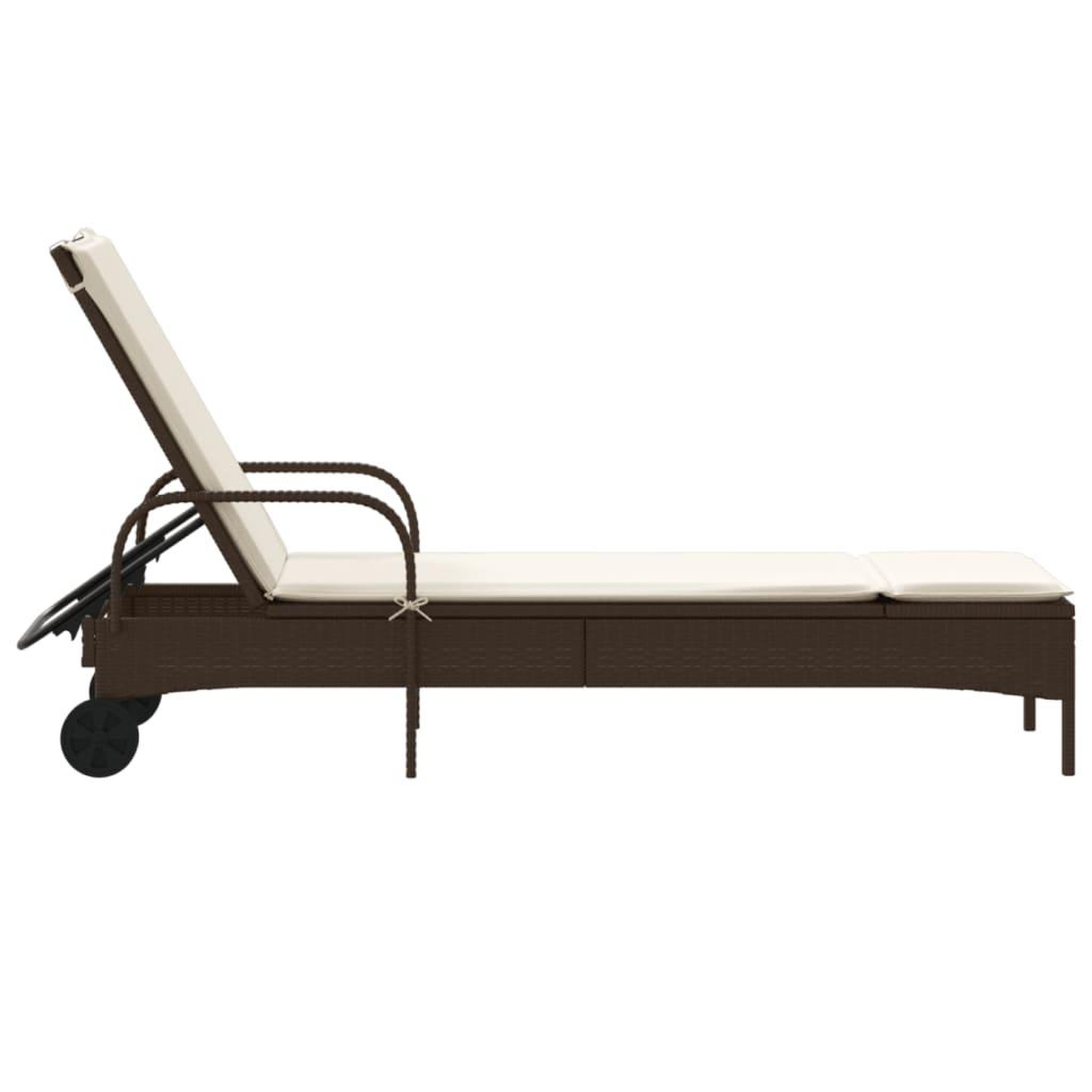 Voir la diapositive 5 : VIDAXL Chaise longue avec roues et coussin marron resine tressee