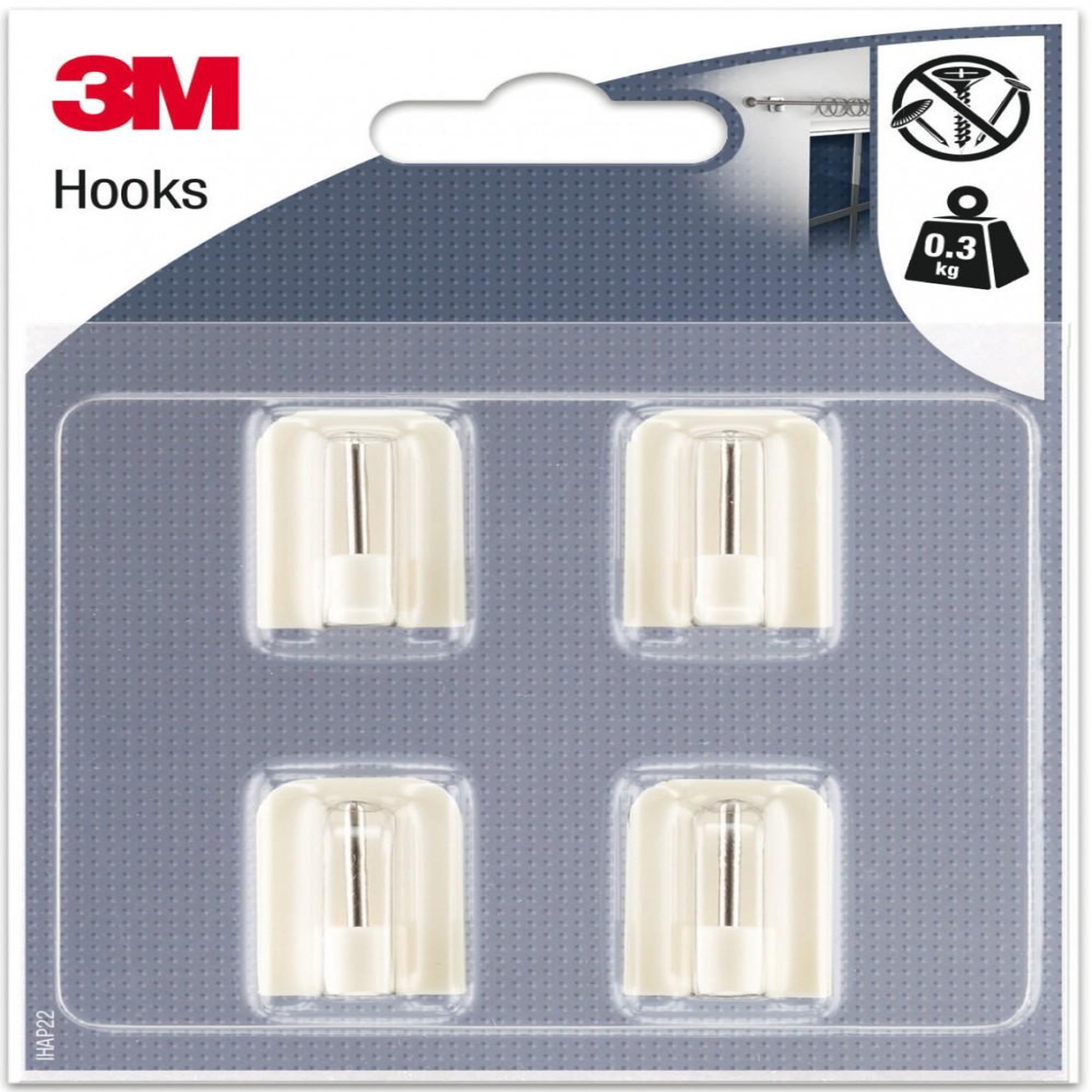 3M Lot de 4 crochets adhésif 3M, blanc