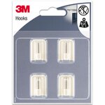3M Lot de 4 crochets adhésif 3M, blanc