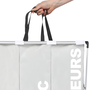 Voir la diapositive 4 : ID MARKET Panier à linge 3 compartiments pliable gris