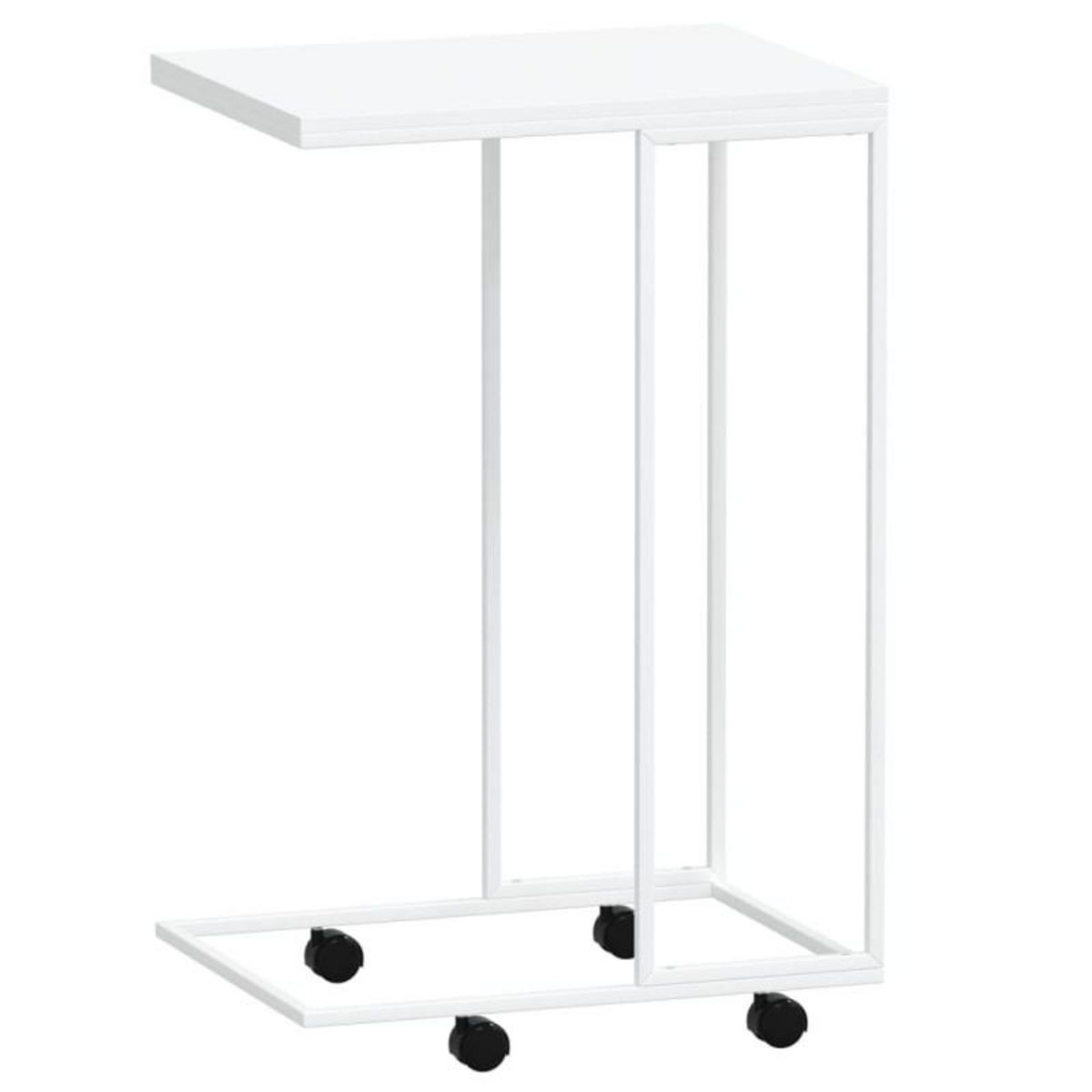 VIDAXL Table d appoint avec roues Blanc 40x30x63,5cm Bois d ingénierie