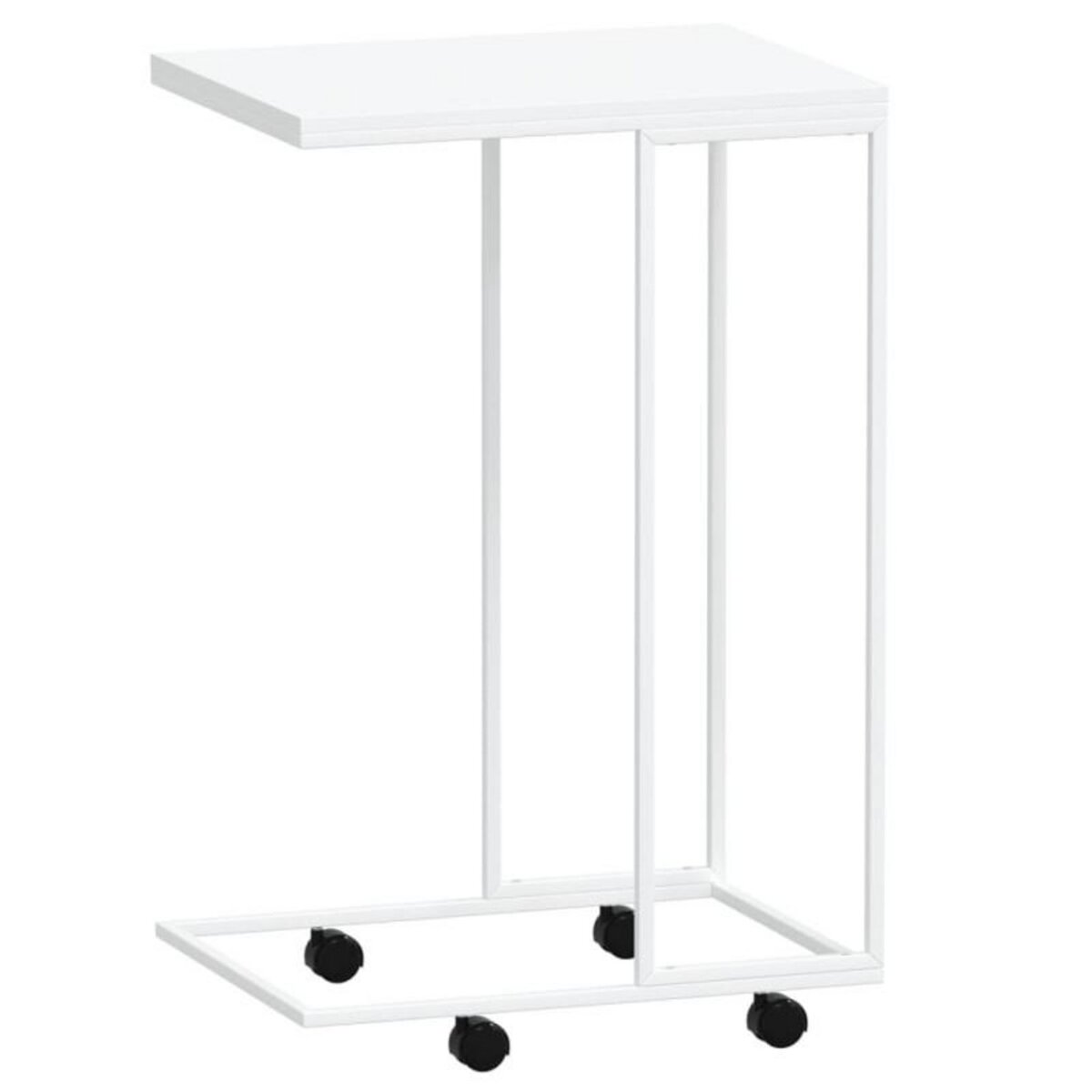 VIDAXL Table d appoint avec roues Blanc 40x30x63,5cm Bois d ingénierie