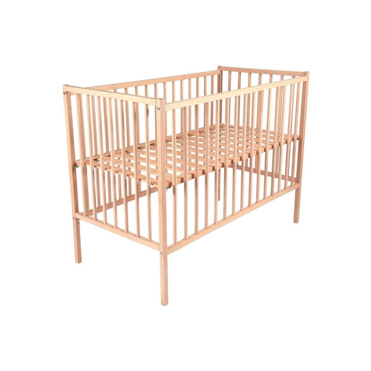 COMBELLE Lit Remi 70x140cm en Bois Brut Naturel - Mobilier Enfant Artisanale