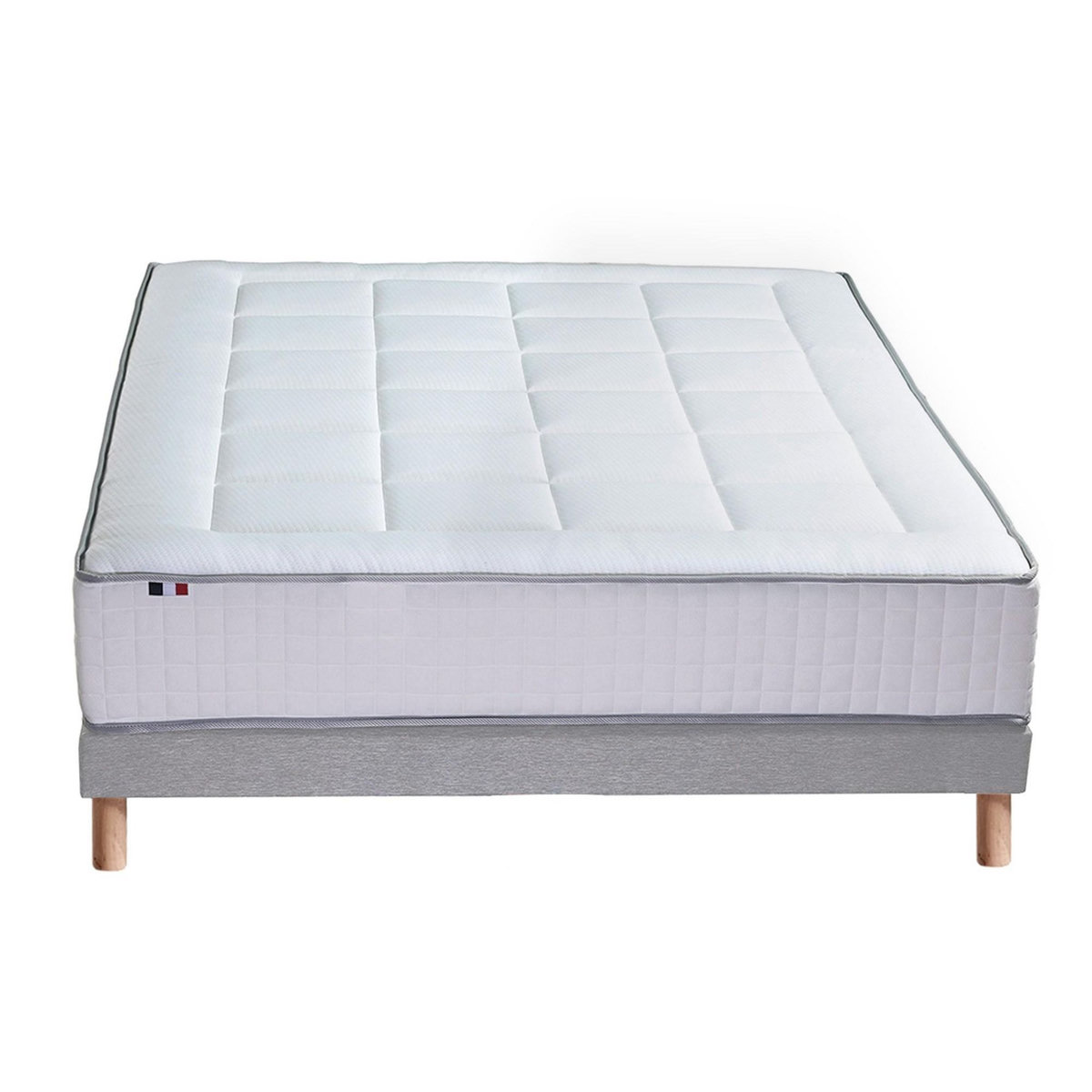 IDLITERIE Pack complet avec matelas 28 cm BELLAGIO 2, sommier, oreillers et couette