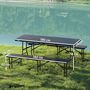 Voir la diapositive 3 : OUTSUNNY Ensemble table 2 bancs pliables avec poignées - usage pique-nique camping - métal époxy HDPE effet rotin noir