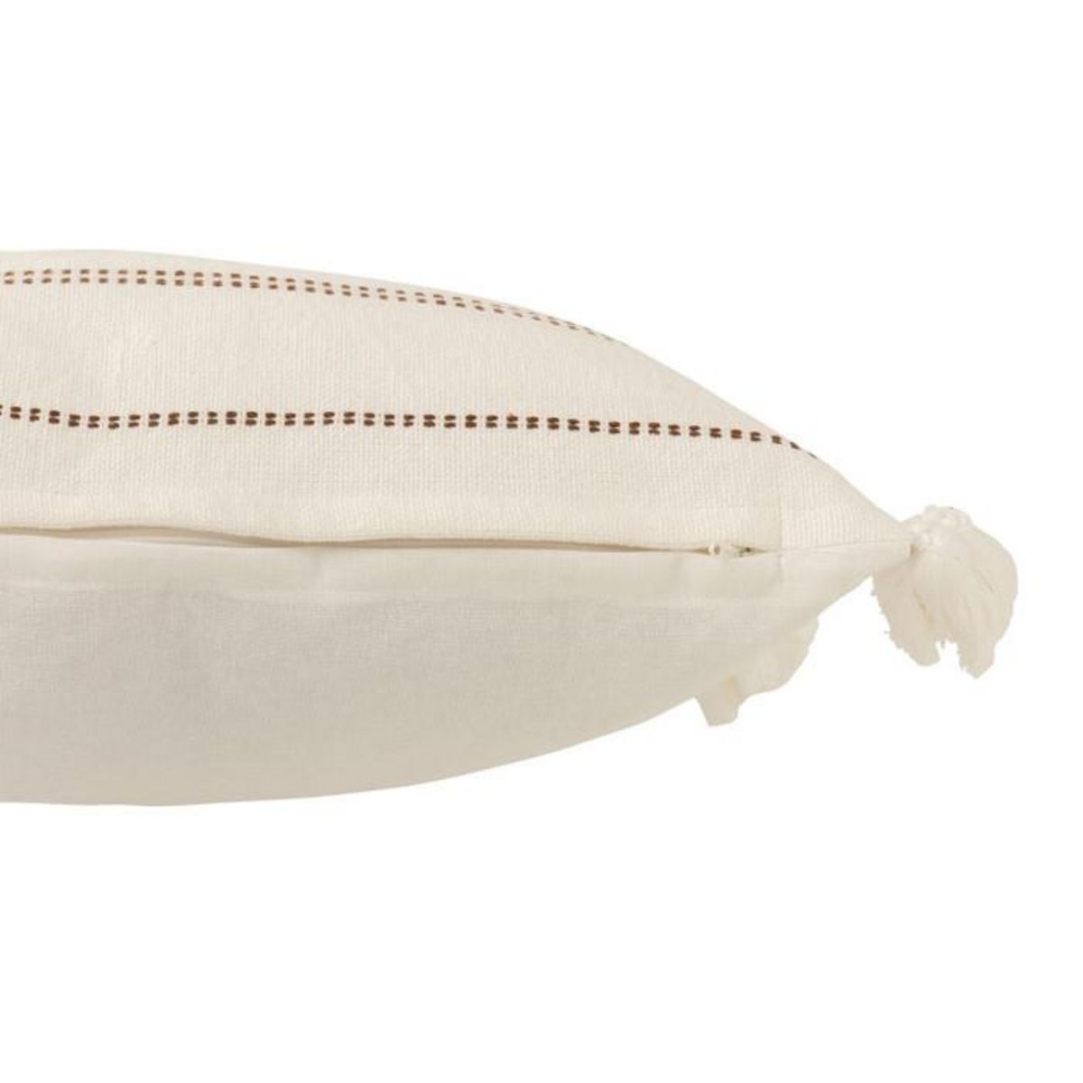 Paris Prix Coussin Déco Pompons  Iliana  50x50cm Blanc