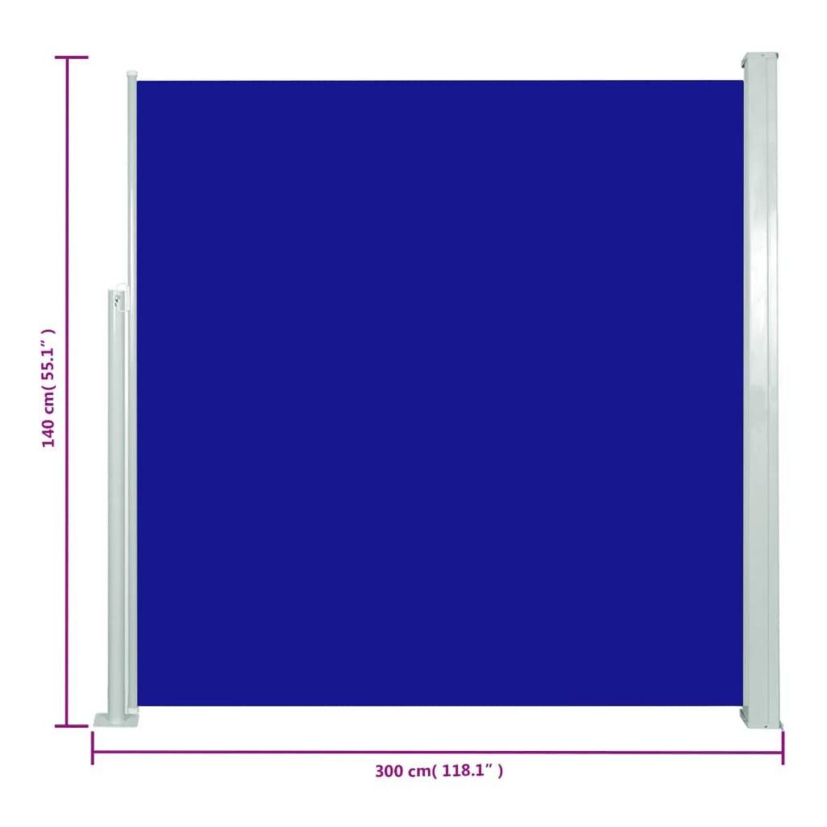 VIDAXL Auvent lateral retractable de patio 140x300 cm Bleu