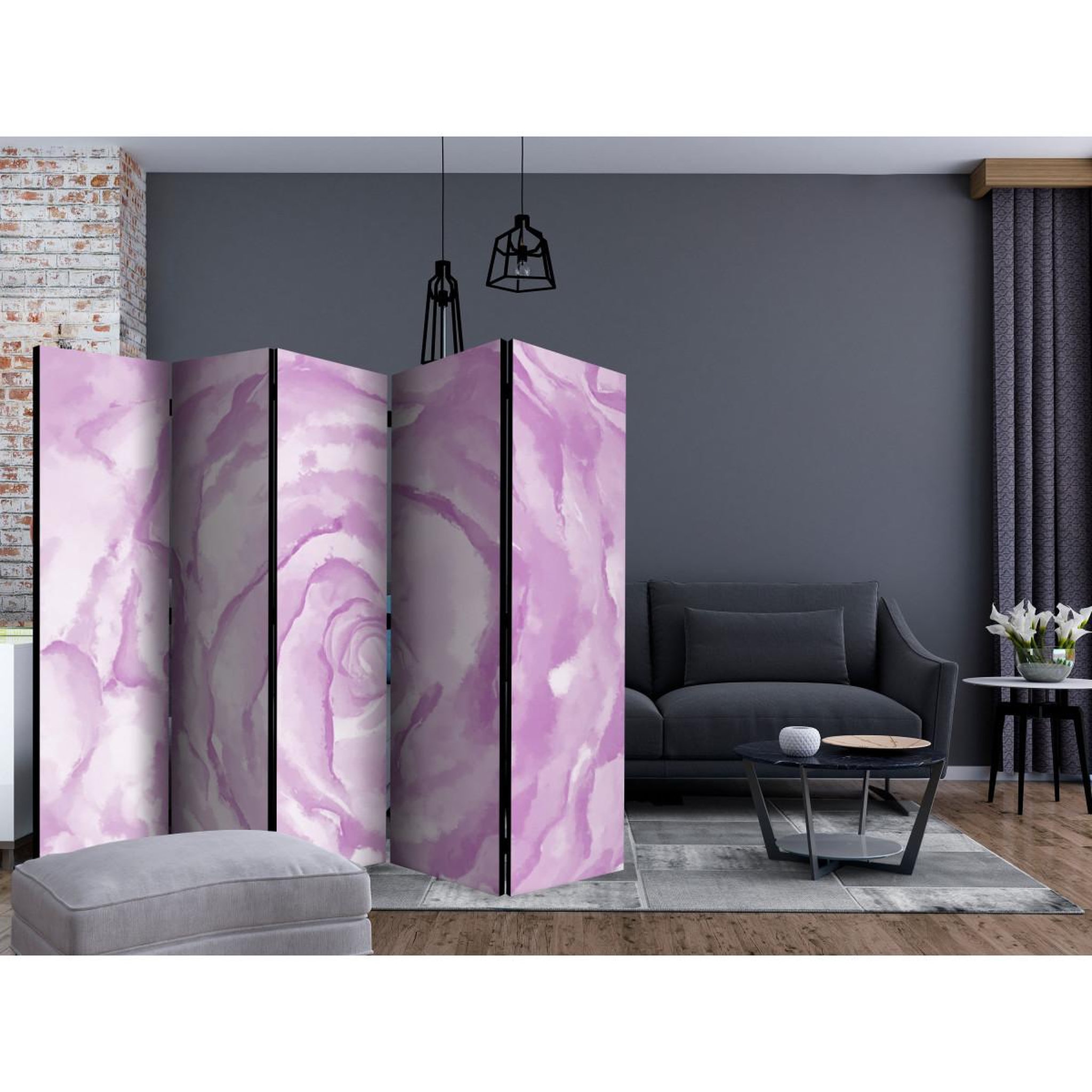 Voir la diapositive 2 : Paris Prix Paravent 5 volets  rose pink  172x225cm