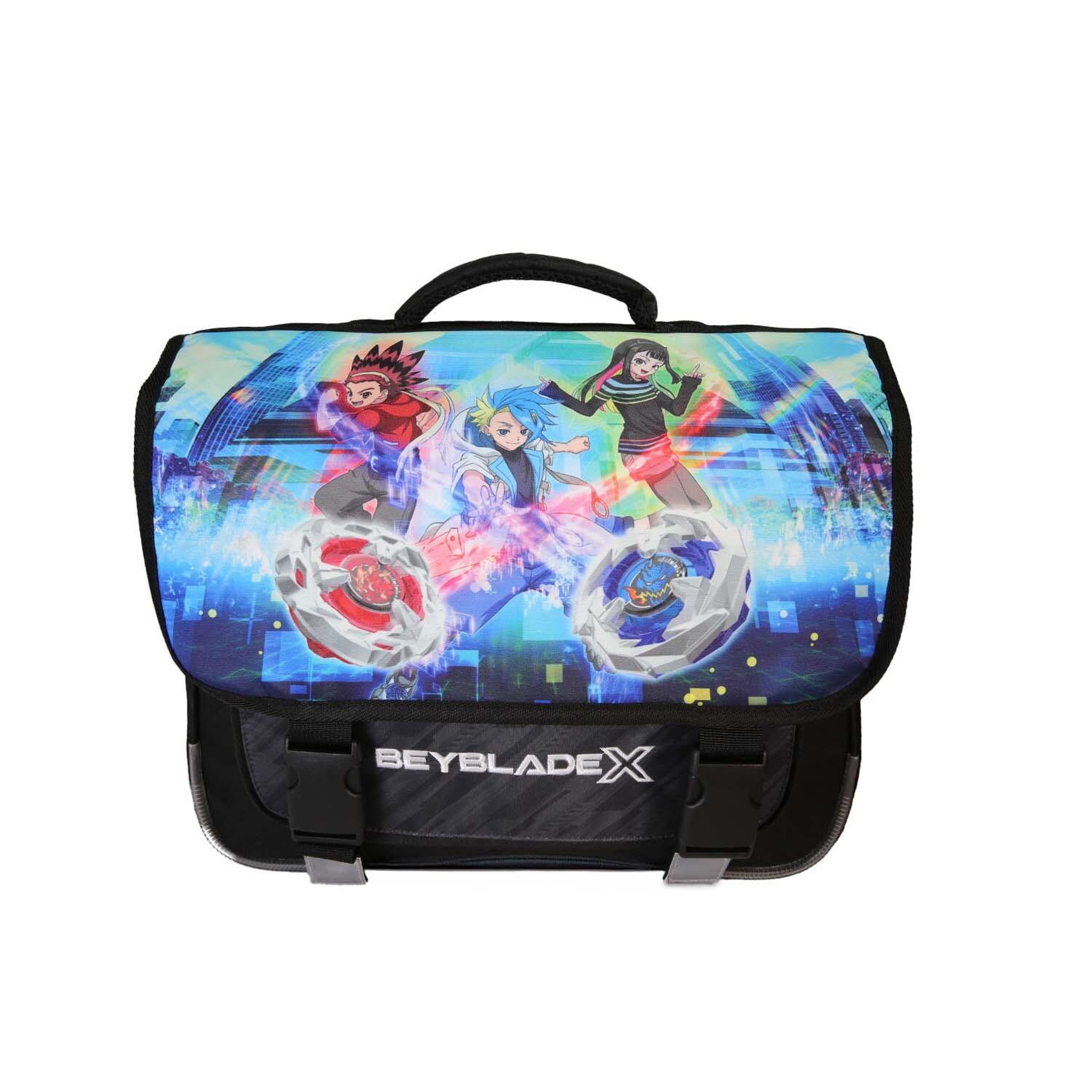 Bagtrotter Beyblade X - Cartable Scolaire 38 cm - Garçon - Noir/Bleu - 2 Compartiments