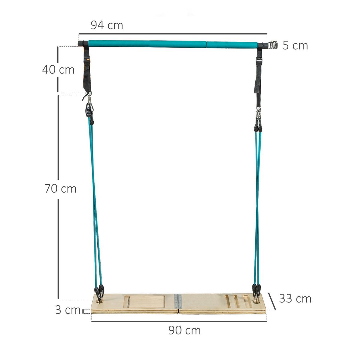 HOMCOM Ensemble pilates 8 pcs barre de pilates, planche inclinée réglable, 6 bandes de résistance