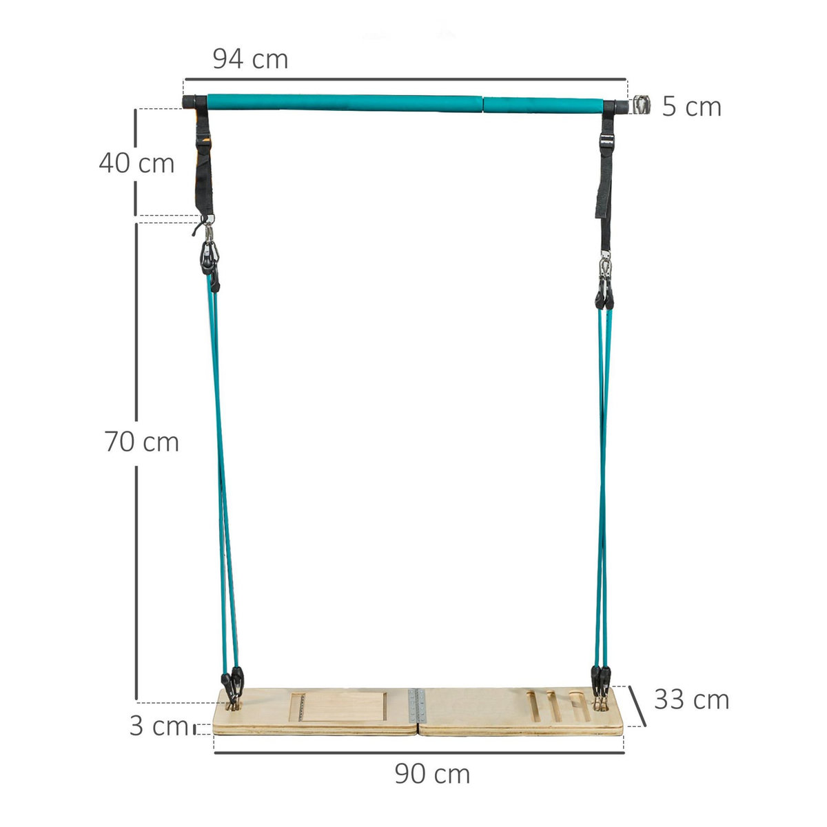 HOMCOM Ensemble pilates 8 pcs barre de pilates, planche inclinée réglable, 6 bandes de résistance