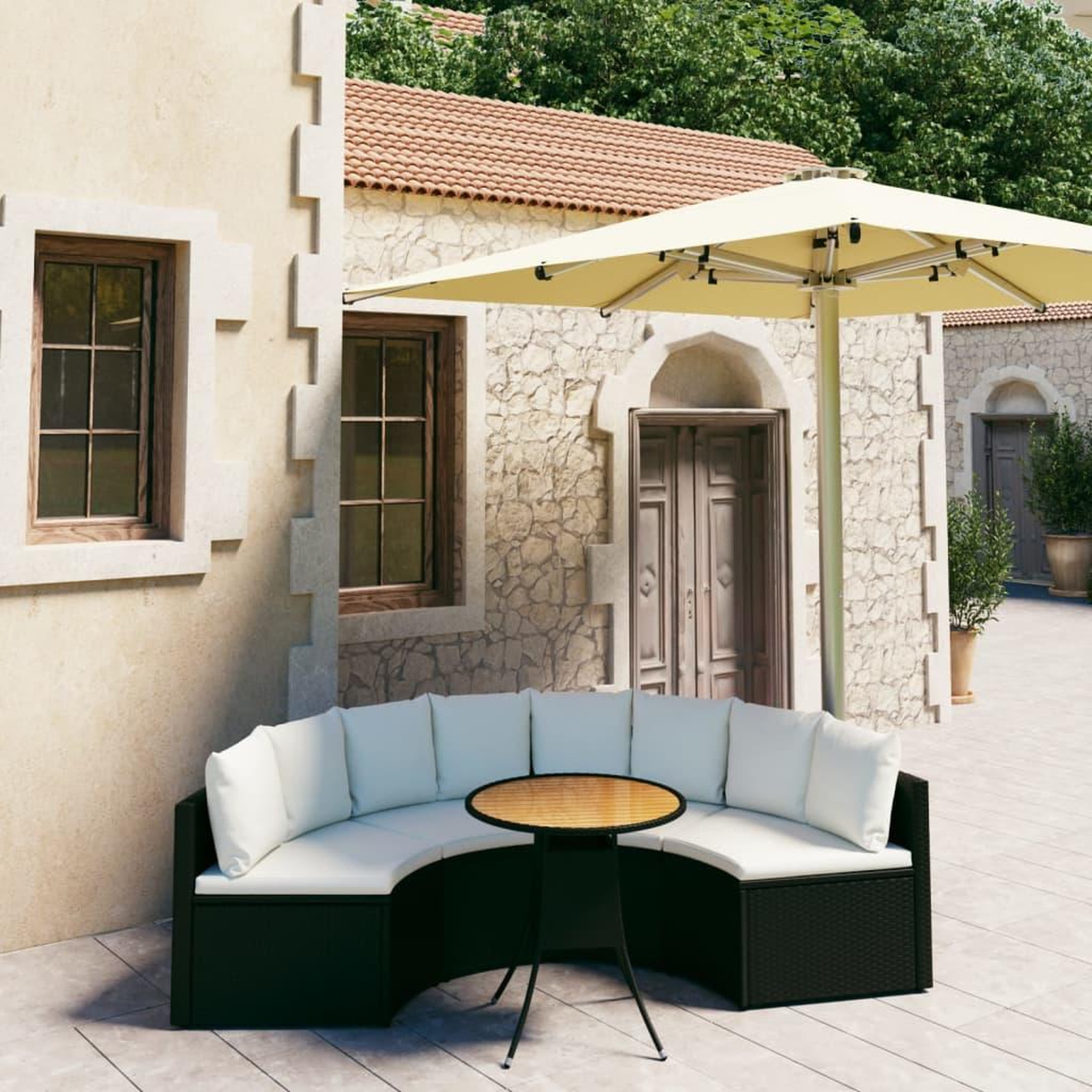 Voir la diapositive 1 : VIDAXL Salon de jardin 5 pcs avec coussins Resine tressee Noir