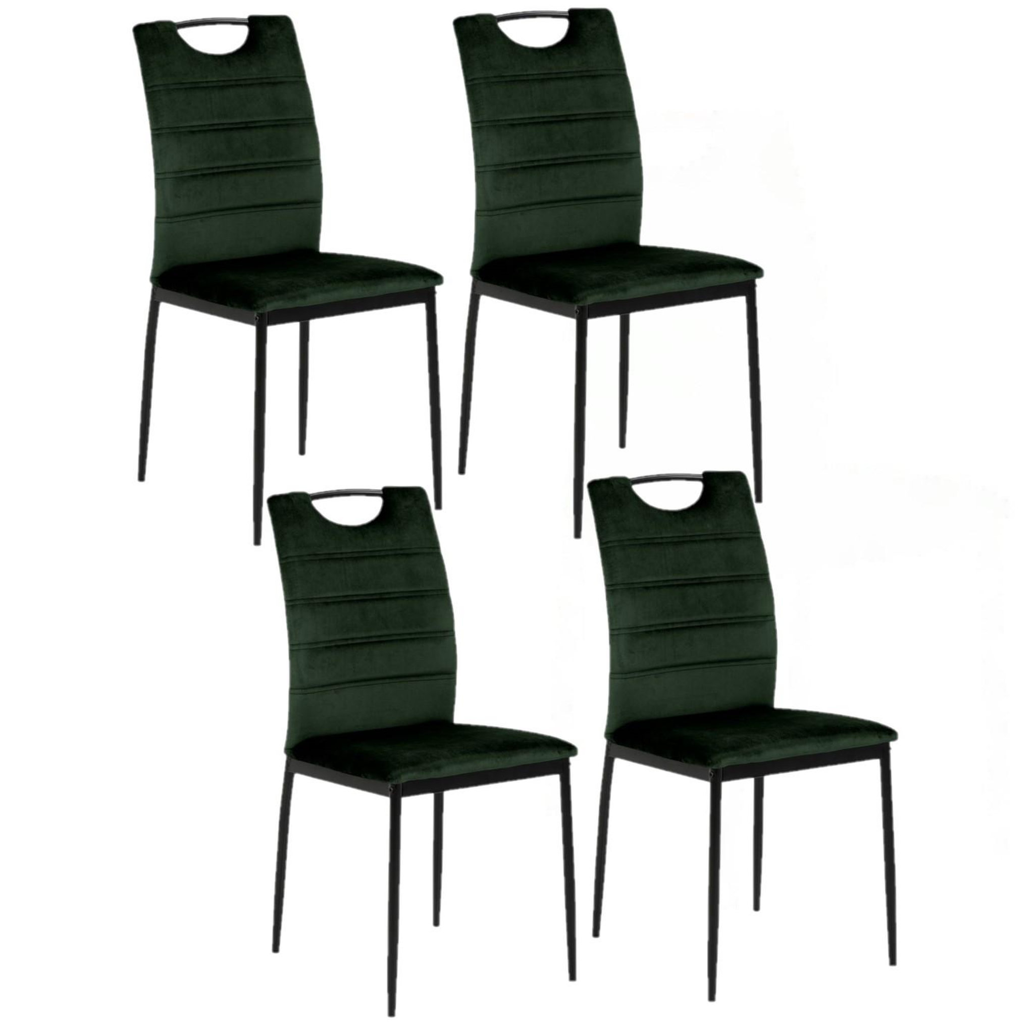 Voir la diapositive 1 : TOILINUX Lot de 4 Chaises de salle à manger Dina effet velours et métal
