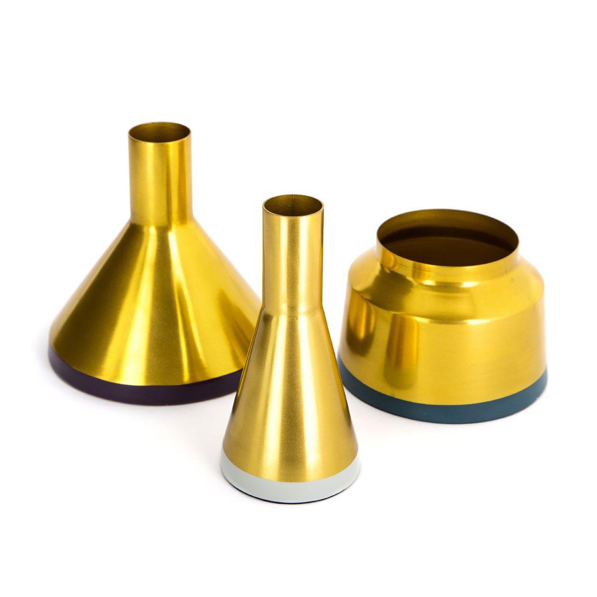 Paris Prix Lot de 3 vases déco  culture  16cm bleu & or