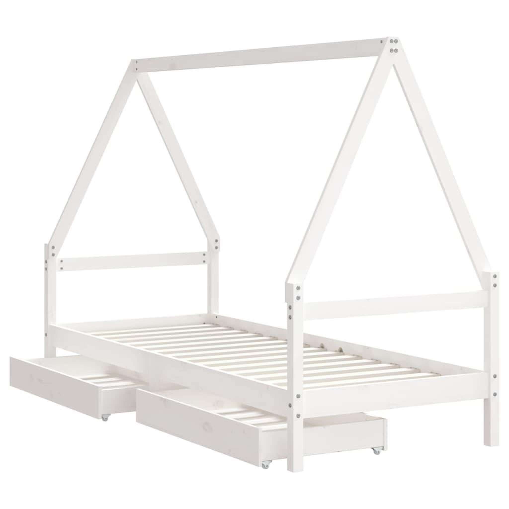 Voir la diapositive 4 : VIDAXL Cadre de lit enfant tiroirs blanc 80x200 cm bois de pin massif