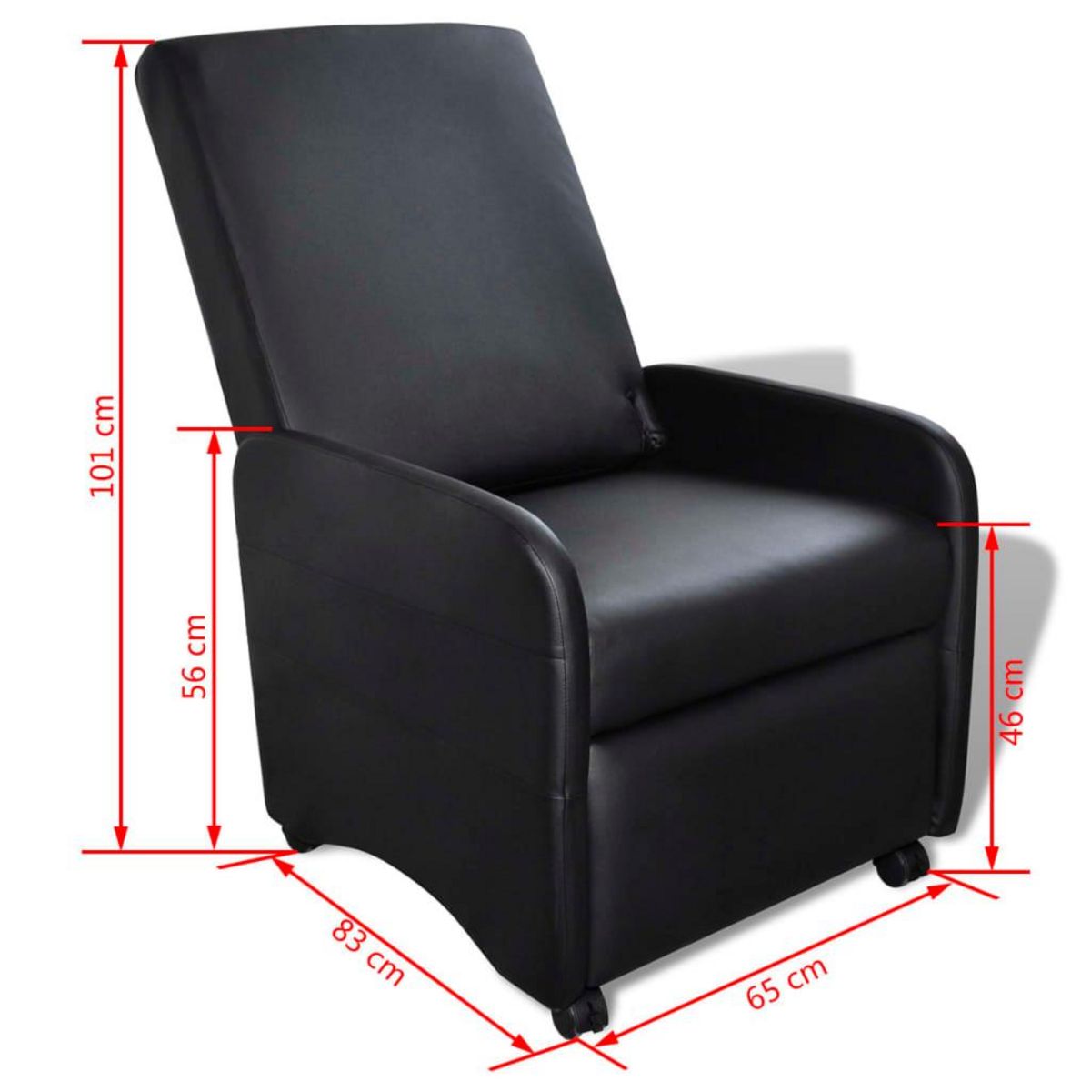 VIDAXL Fauteuil pliable noir similicuir