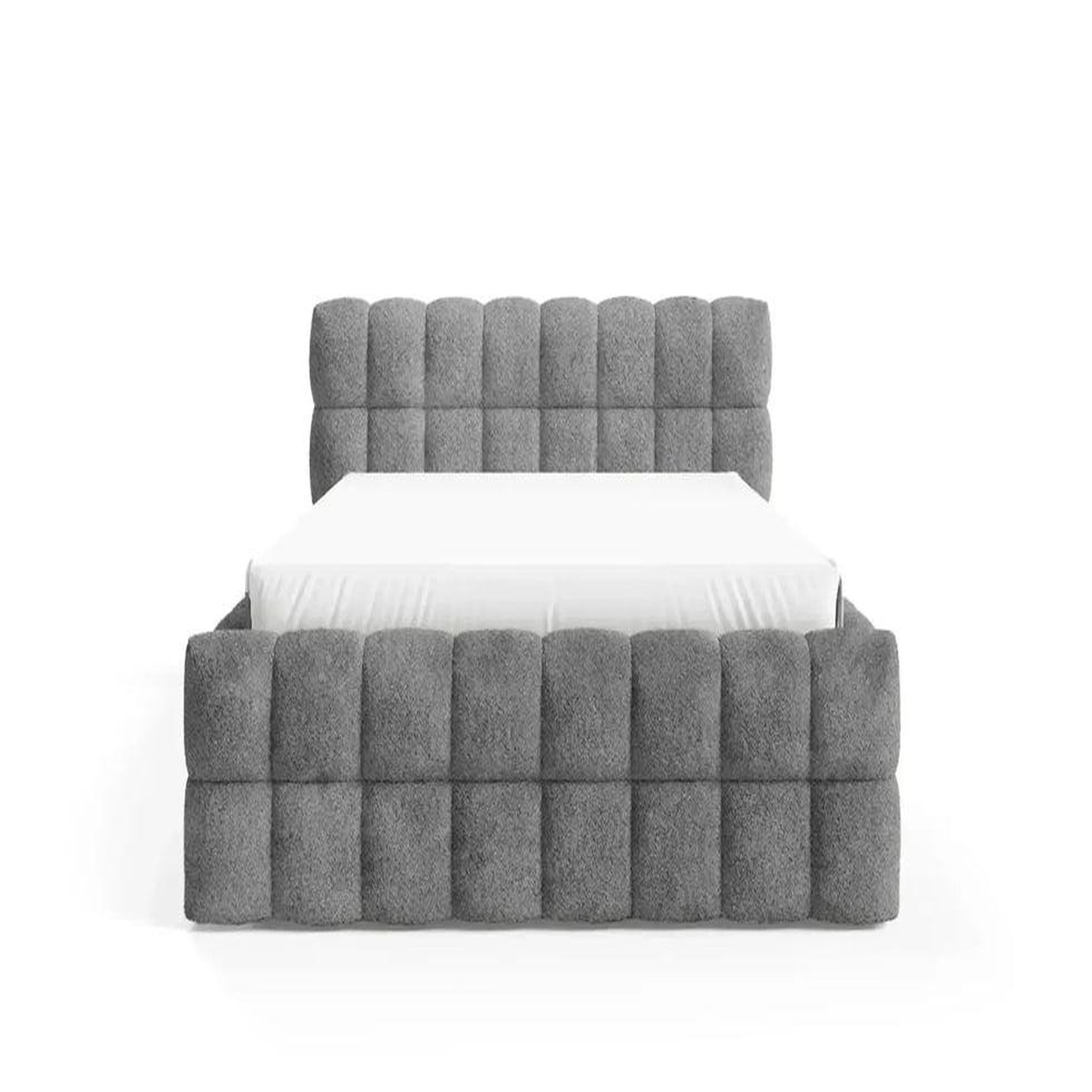 CASANOVA PARIS Voltaire - lit coffre tissu bouclette gris foncé. Coloris disponibles : Gris