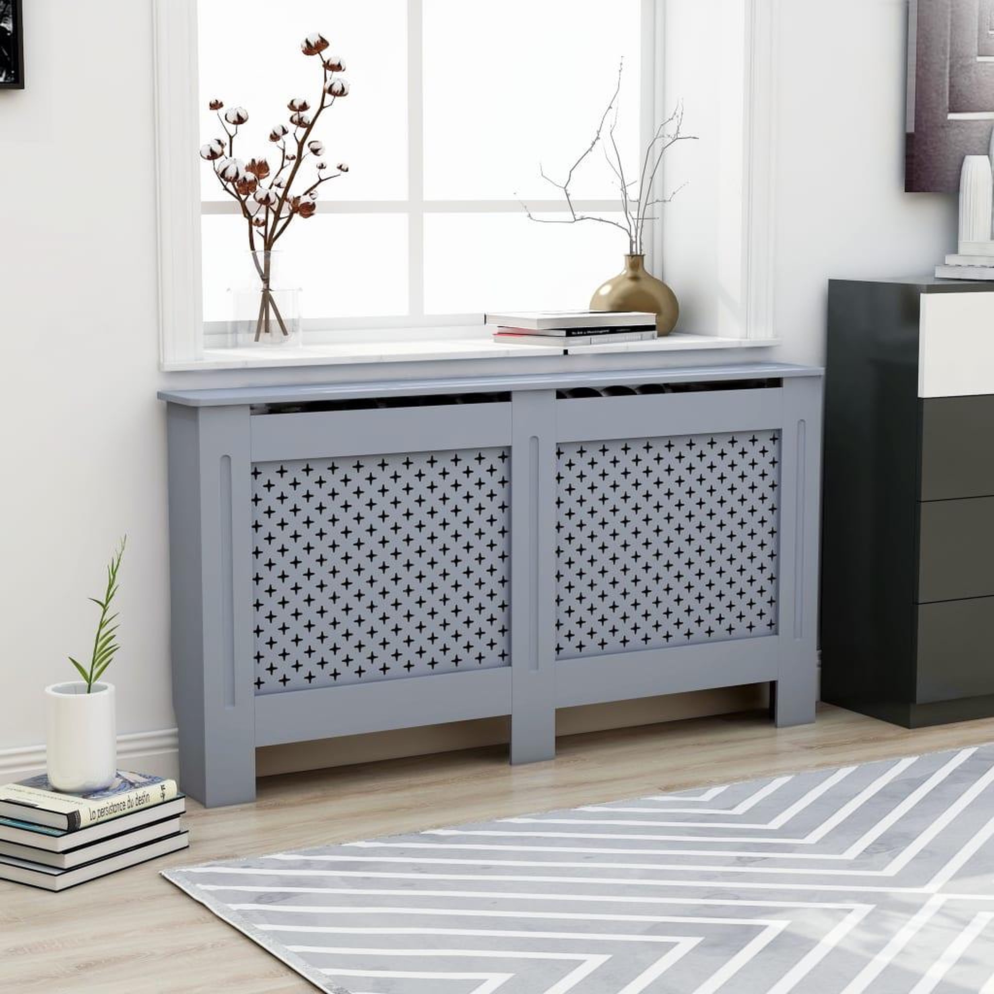 VIDAXL Cache-radiateur anthracite 152x19x81,5 cm MDF
