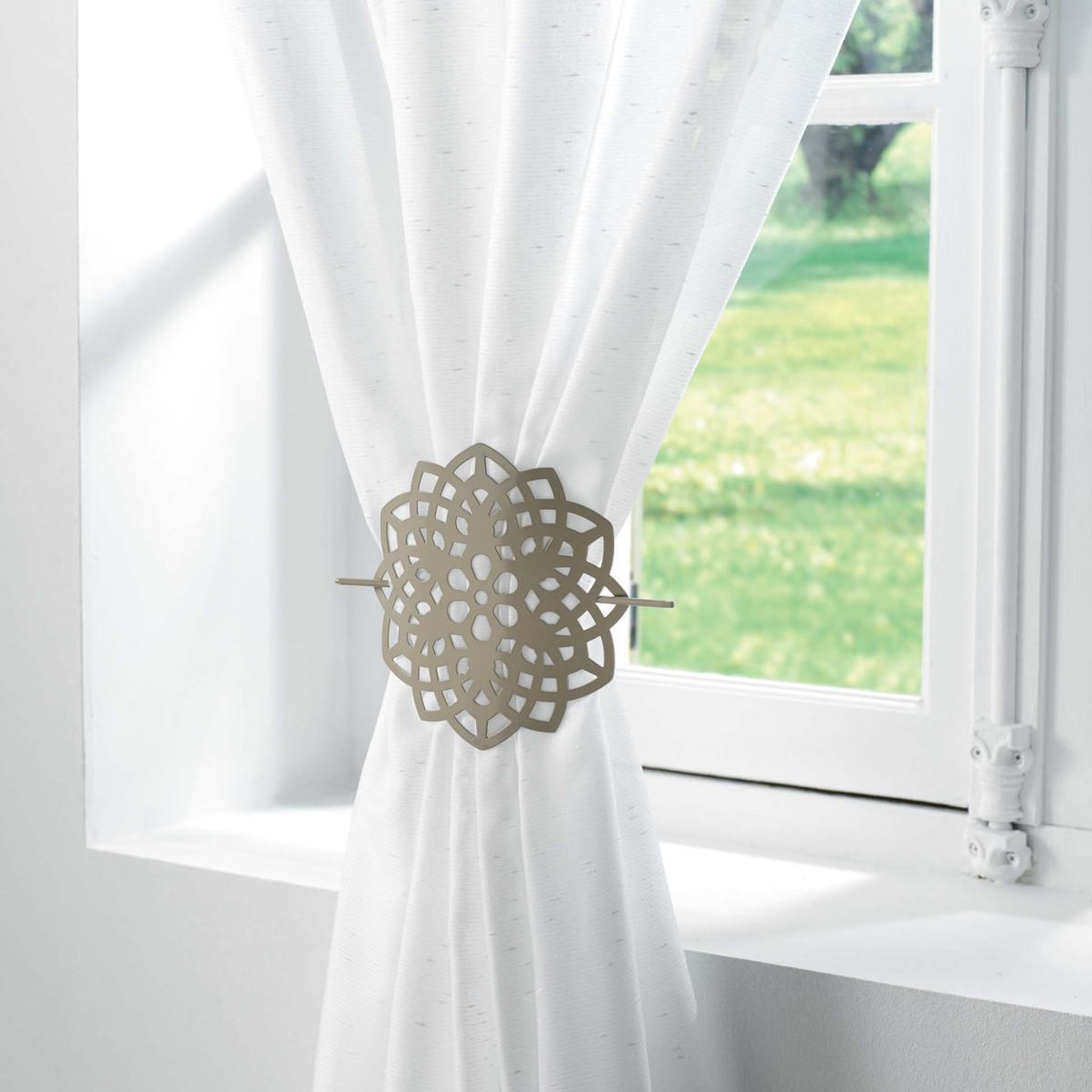 Voir la diapositive 2 : Douceur d'Intérieur Embrasse de rideau broche  rosea  17cm taupe