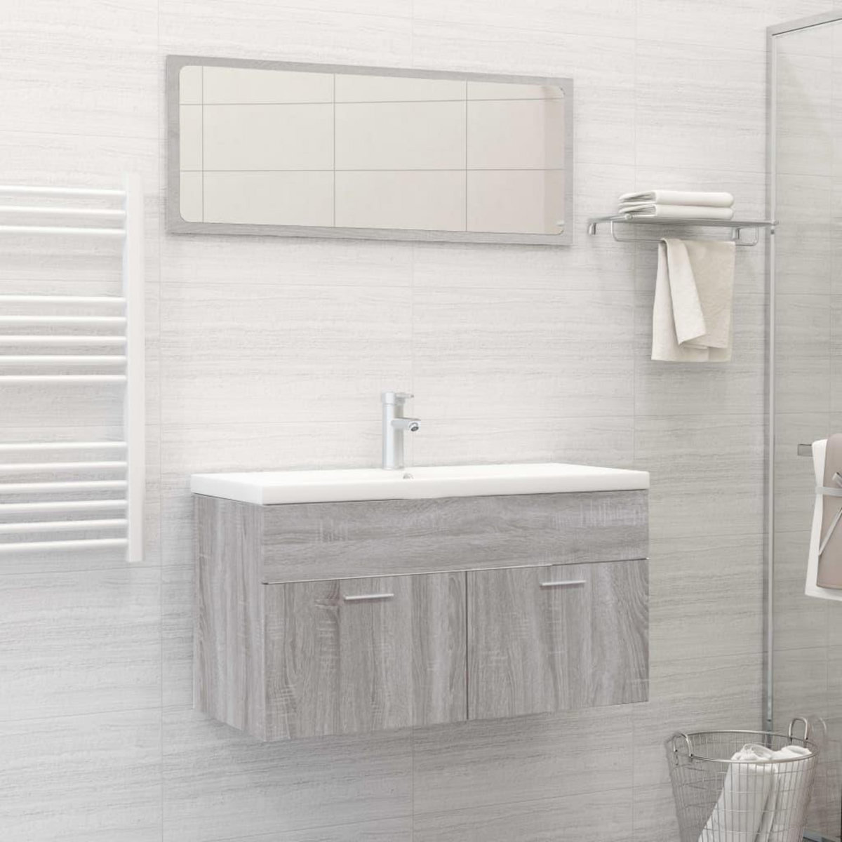 VIDAXL Ensemble de meubles de salle de bain 2 pcs Sonoma gris
