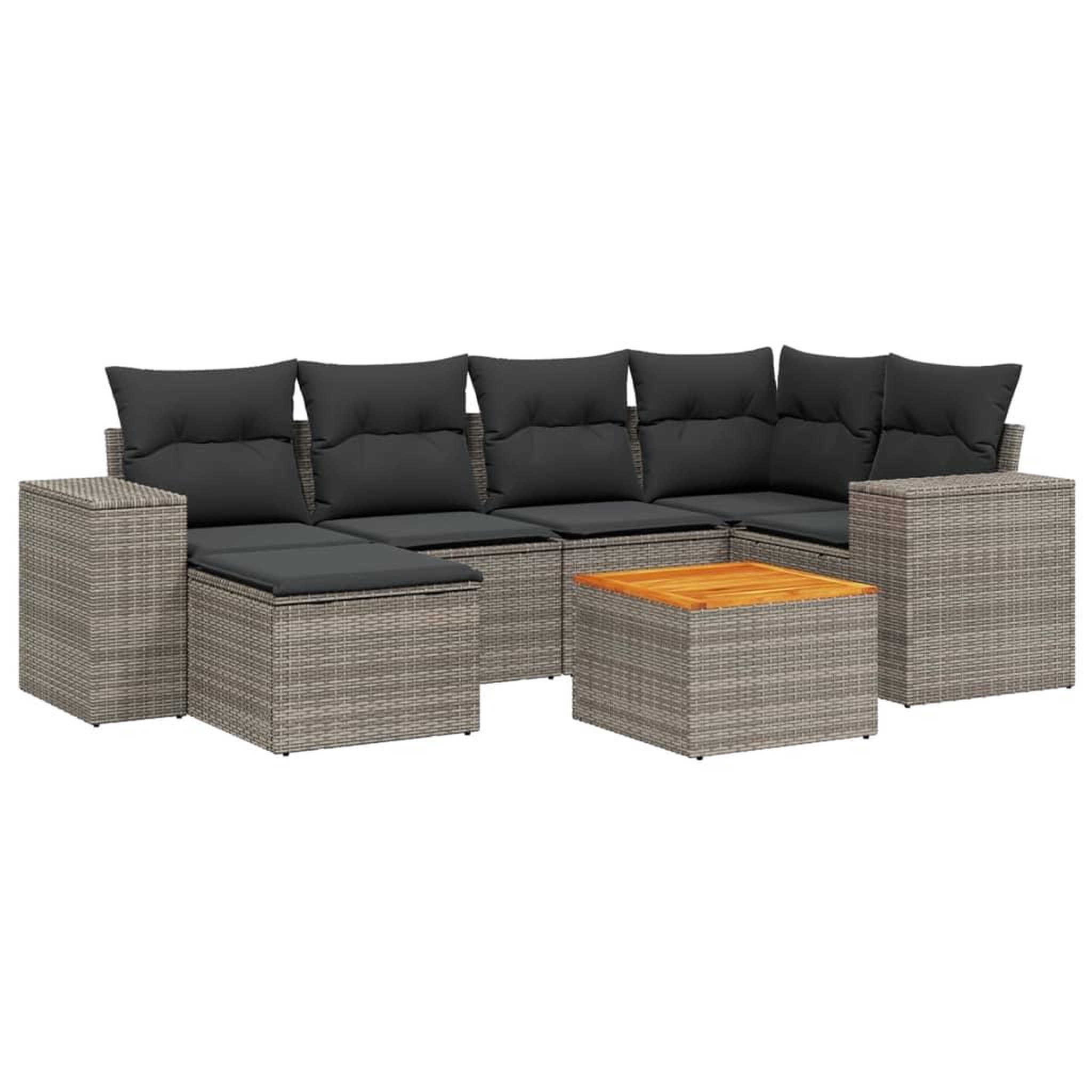 Voir la diapositive 2 : VIDAXL Salon de jardin avec coussins 7 pcs gris resine tressee