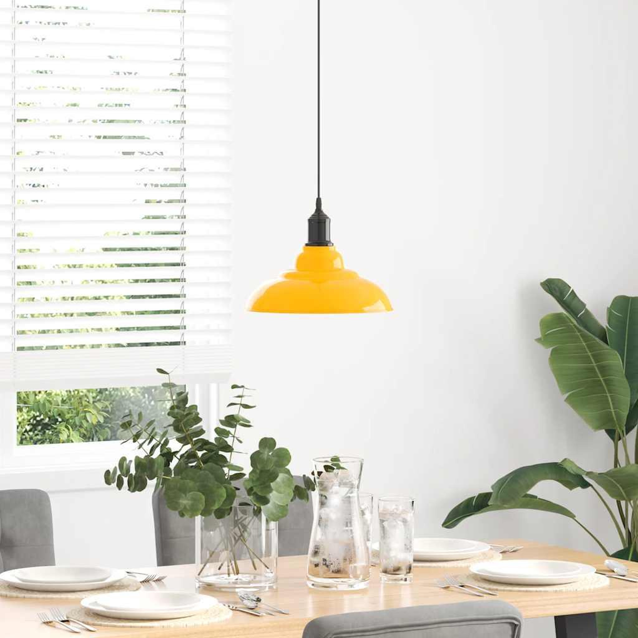 Voir la diapositive 3 : VIDAXL Lampe suspendue reglable hauteur E27 jaune brillant Ø31cm metal