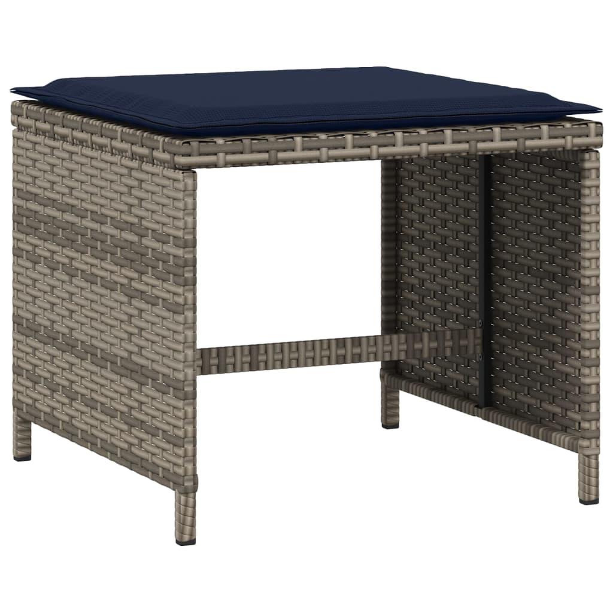 Voir la diapositive 3 : VIDAXL Tabourets de jardin avec coussins lot de 4 gris resine tressee