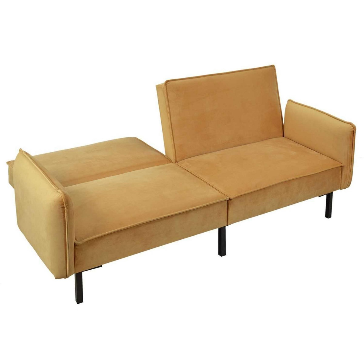 The Home Deco Factory Canapé convertible en velours Bryne - 3 Places - Ocre