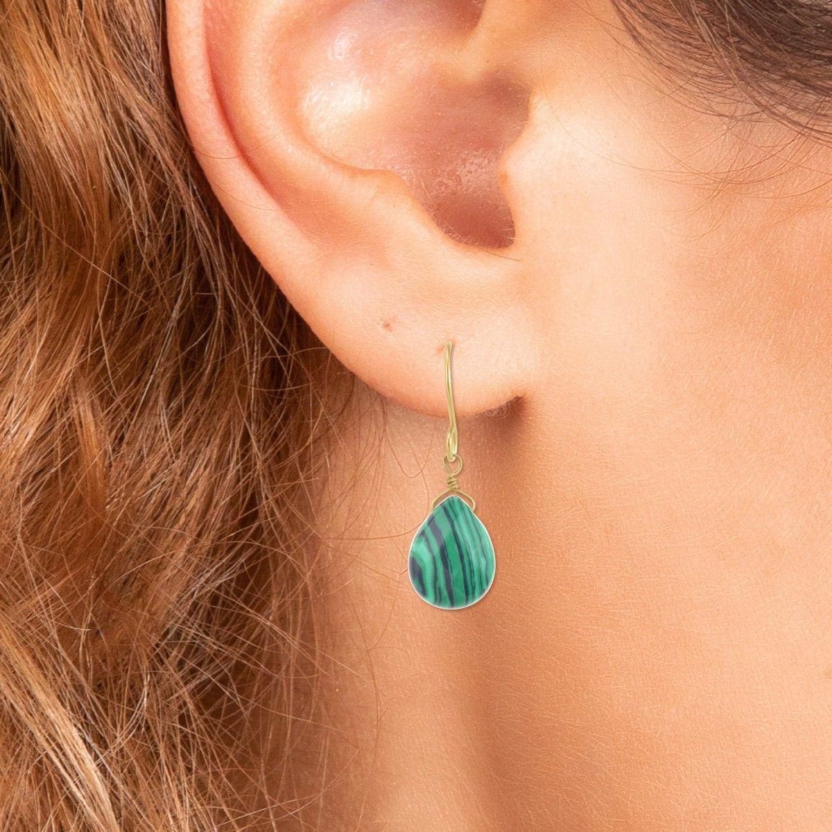 SC BOHEME Boucles d'oreilles SC Bohème ornées de deux pierres malachite
