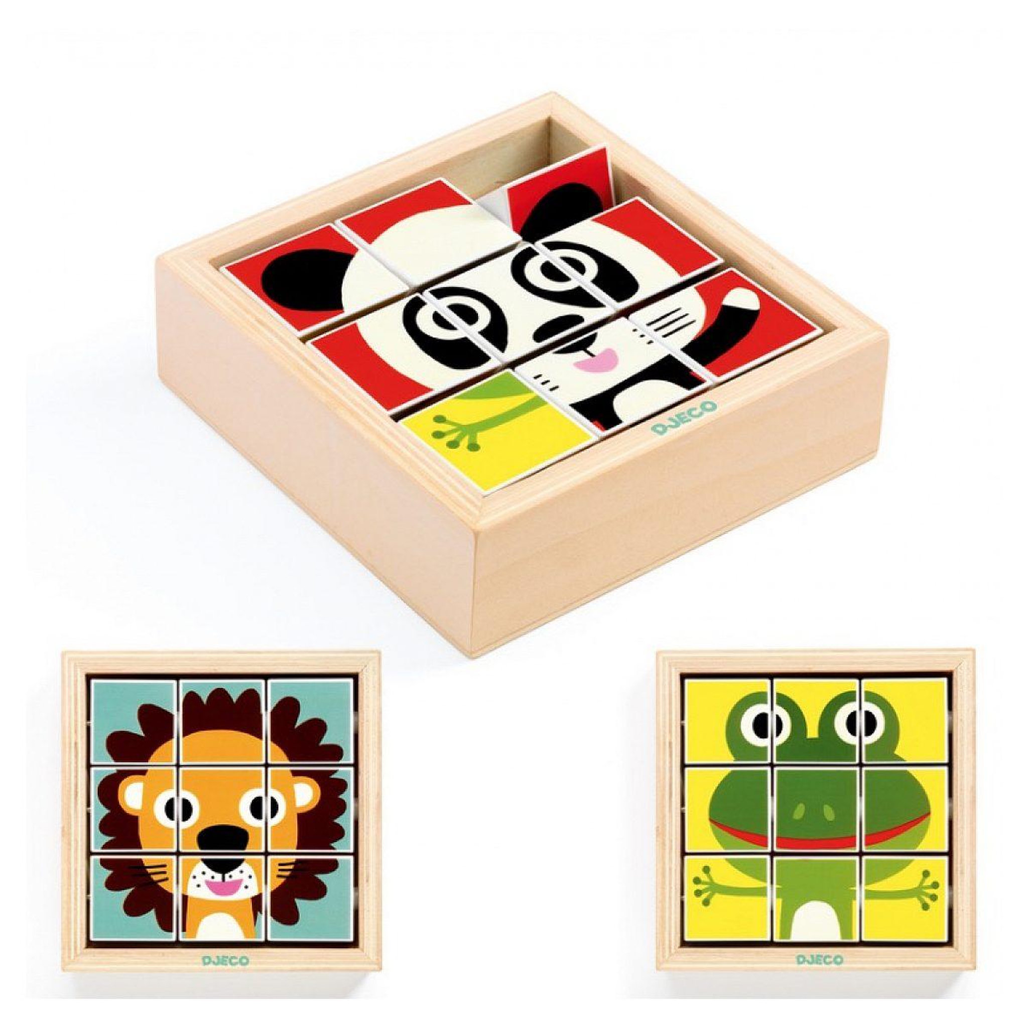 Voir la diapositive 2 : Djeco Puzzle en bois tournanimo