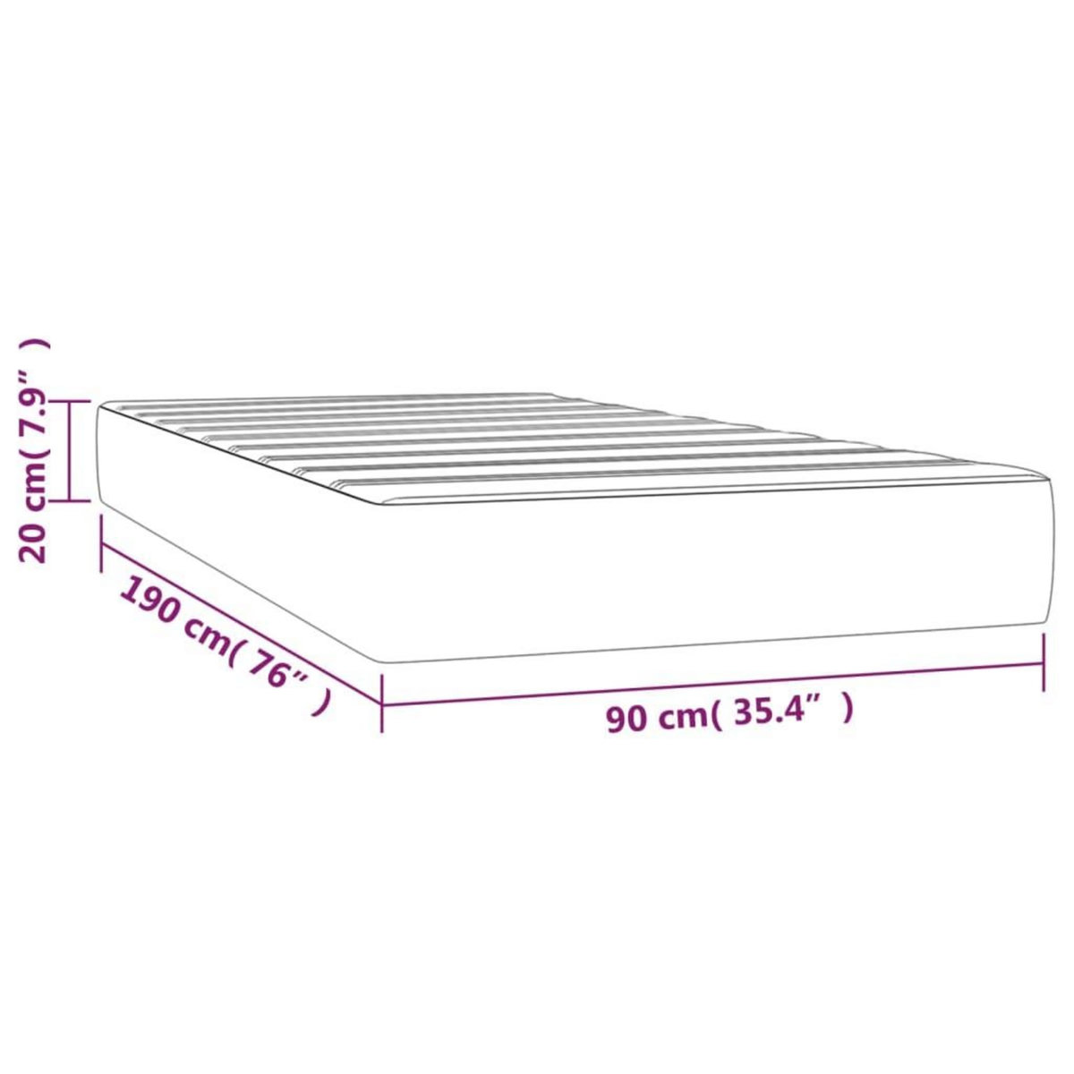 VIDAXL Matelas de lit a ressorts ensaches Bleu 90x190x20 cm Tissu