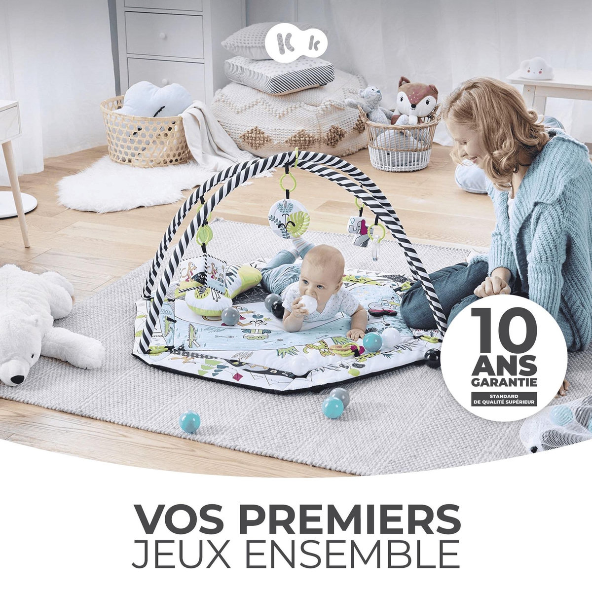 KINDERKRAFT Tapis d'éveil 2 en 1 - tapis sensoriel pour bébé