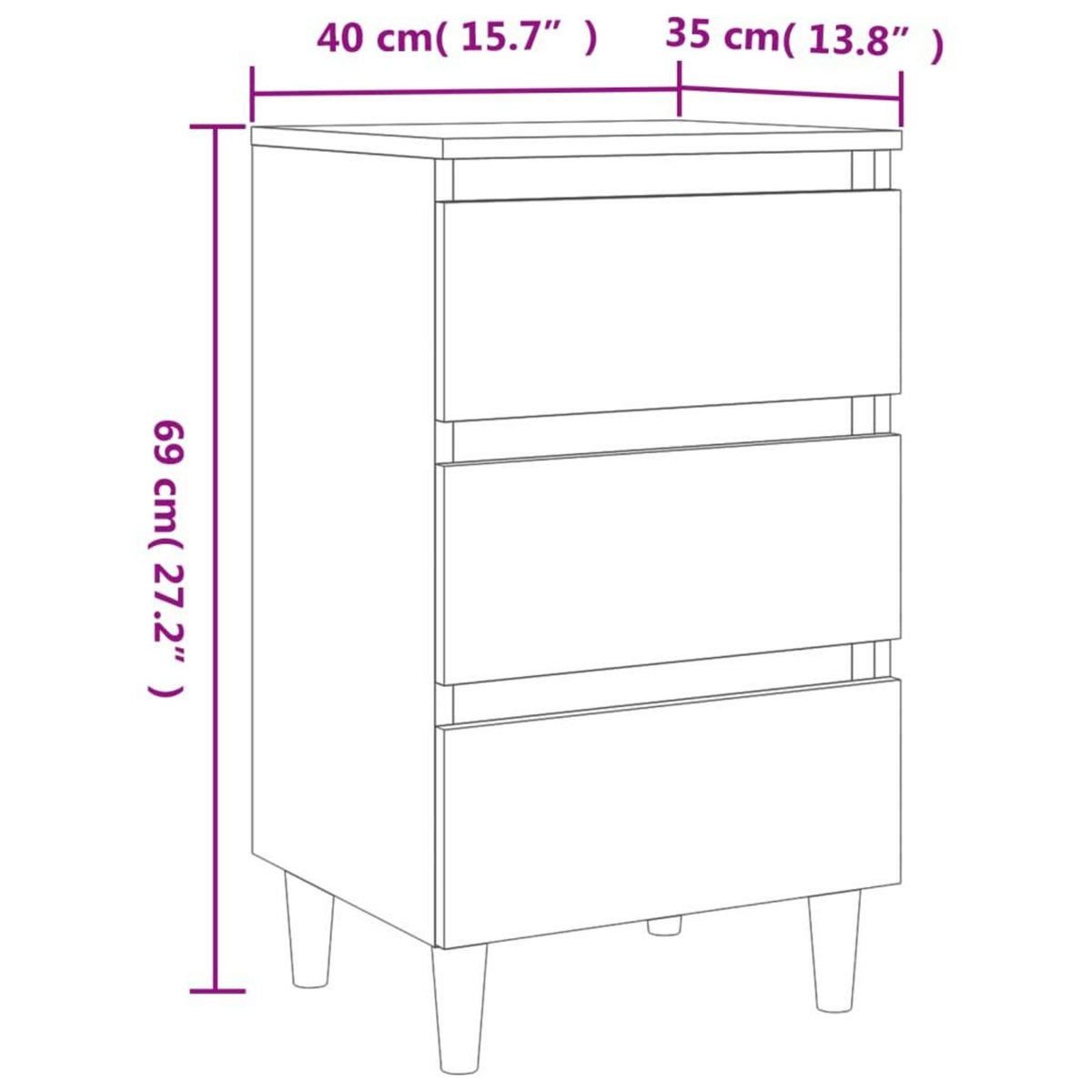 VIDAXL Tables de chevet pieds en bois 2 pcs Chene marron 40x35x69 cm