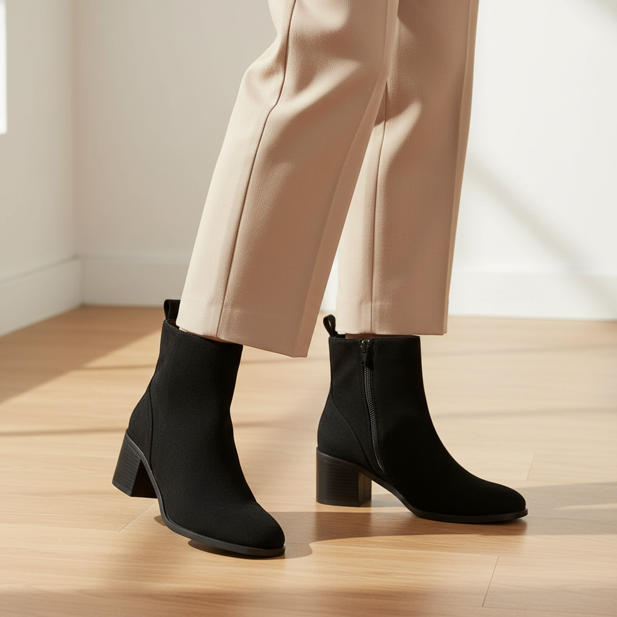Voir la diapositive 2 : OZABI Ozabi bottines femme suédine zippée talon bloc 5 cm bout arrondi