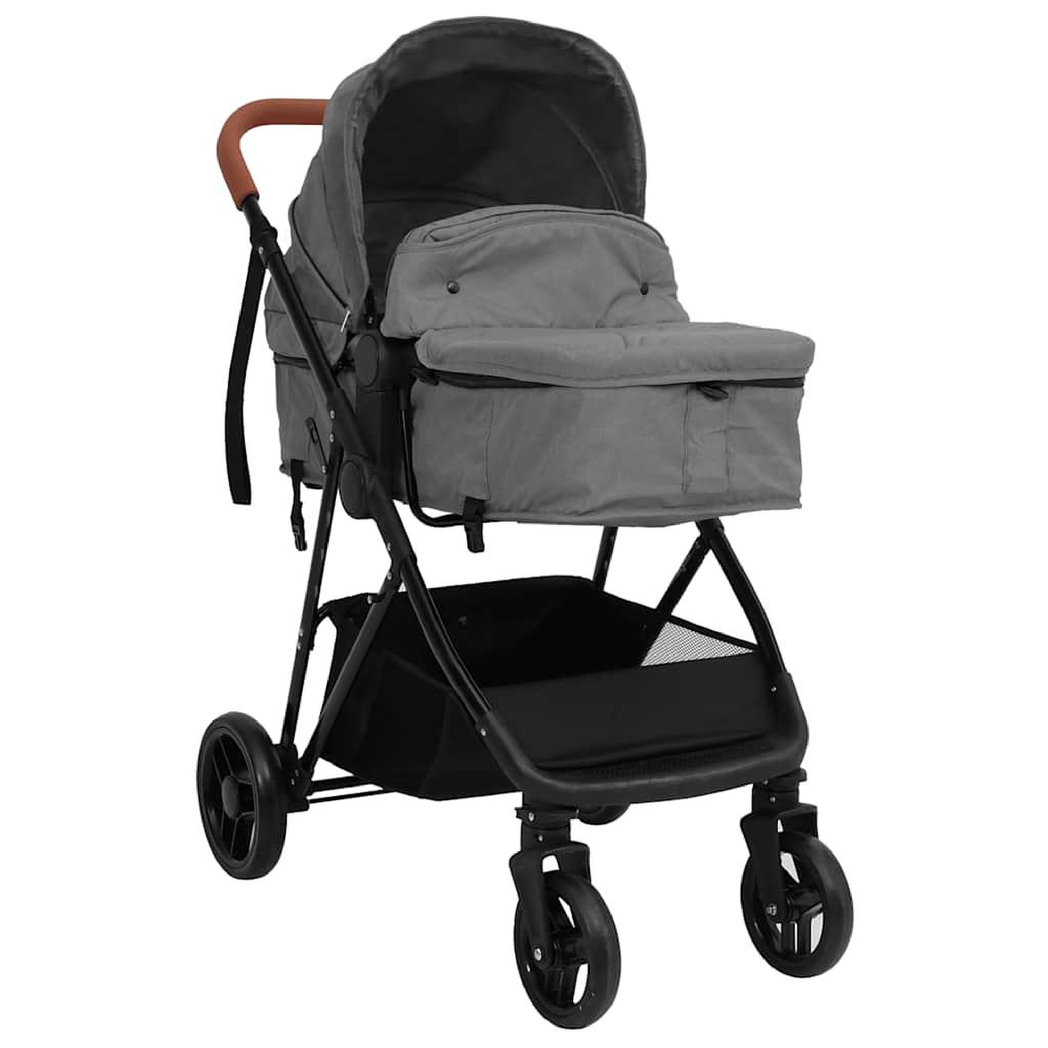 Voir la diapositive 2 : VIDAXL Poussette pour bebe 2-en-1 Gris clair et noir Acier