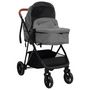 Voir la diapositive 2 : VIDAXL Poussette pour bebe 2-en-1 Gris clair et noir Acier