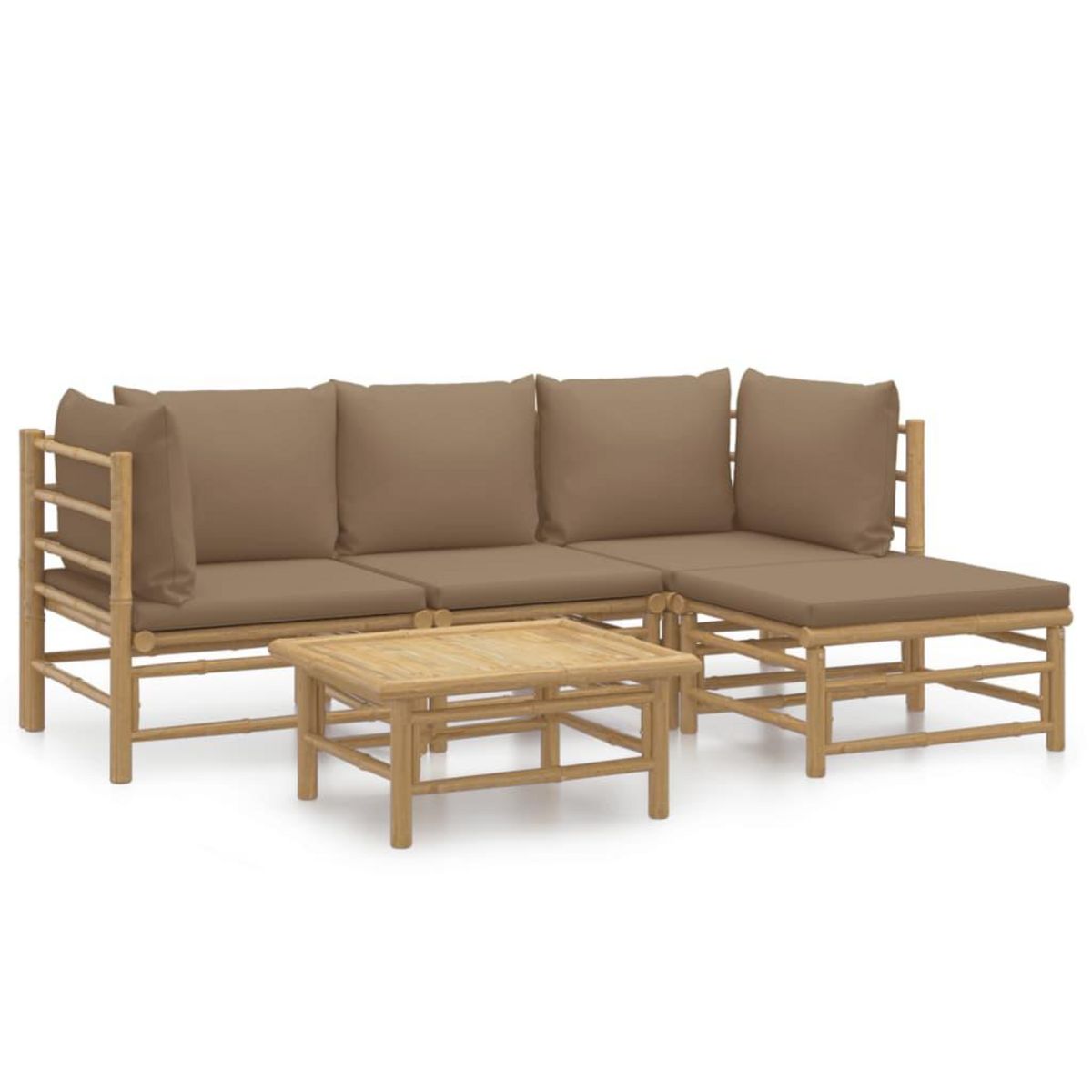 VIDAXL Salon de jardin 5 pcs avec coussins taupe bambou