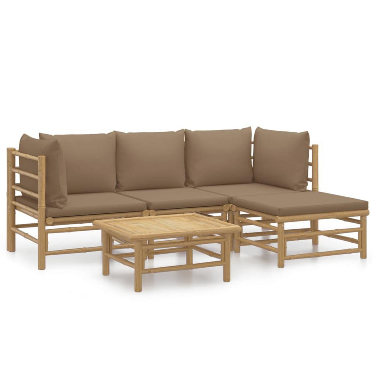 VIDAXL Salon de jardin 5 pcs avec coussins taupe bambou