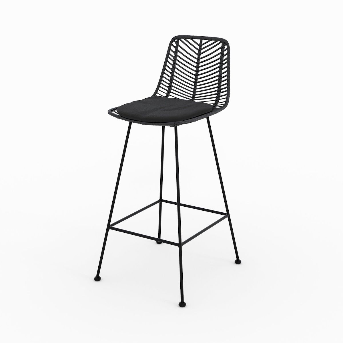 Rendez vous déco Lot de 2 chaises pour îlot central 66 cm en rotin noir-Tamara