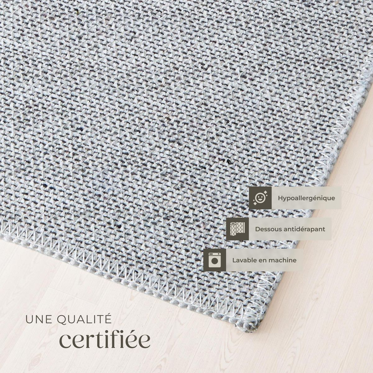 tectake Tapis design vintage à poils courts en laine synthétique et feutre beige/gris 240 x 340 cm