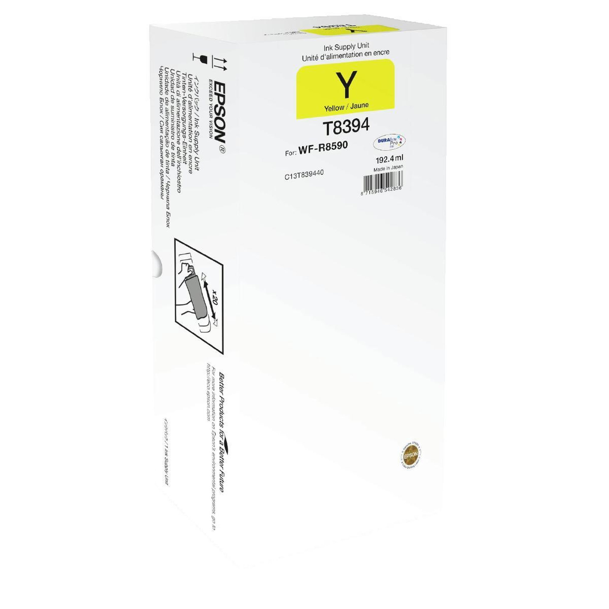 Voir la diapositive 2 : Epson Cartouche d'encre Epson C13T83944N Jaune