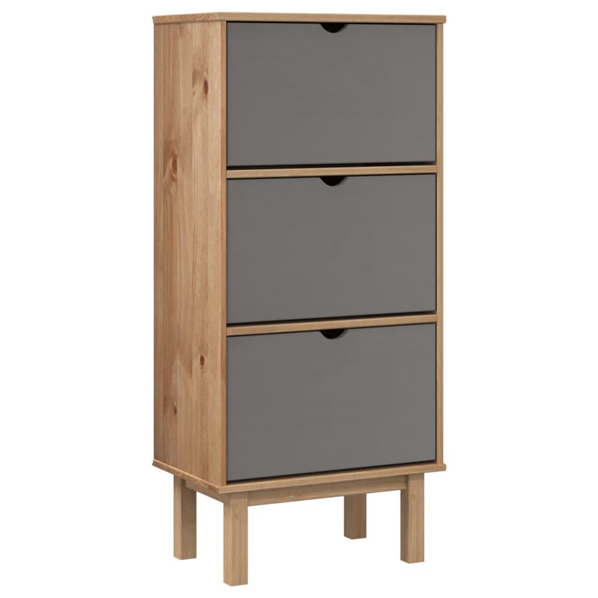 Voir la diapositive 2 : VIDAXL Armoire a chaussures OTTA et 3 tiroirs Marron et gris Bois pin