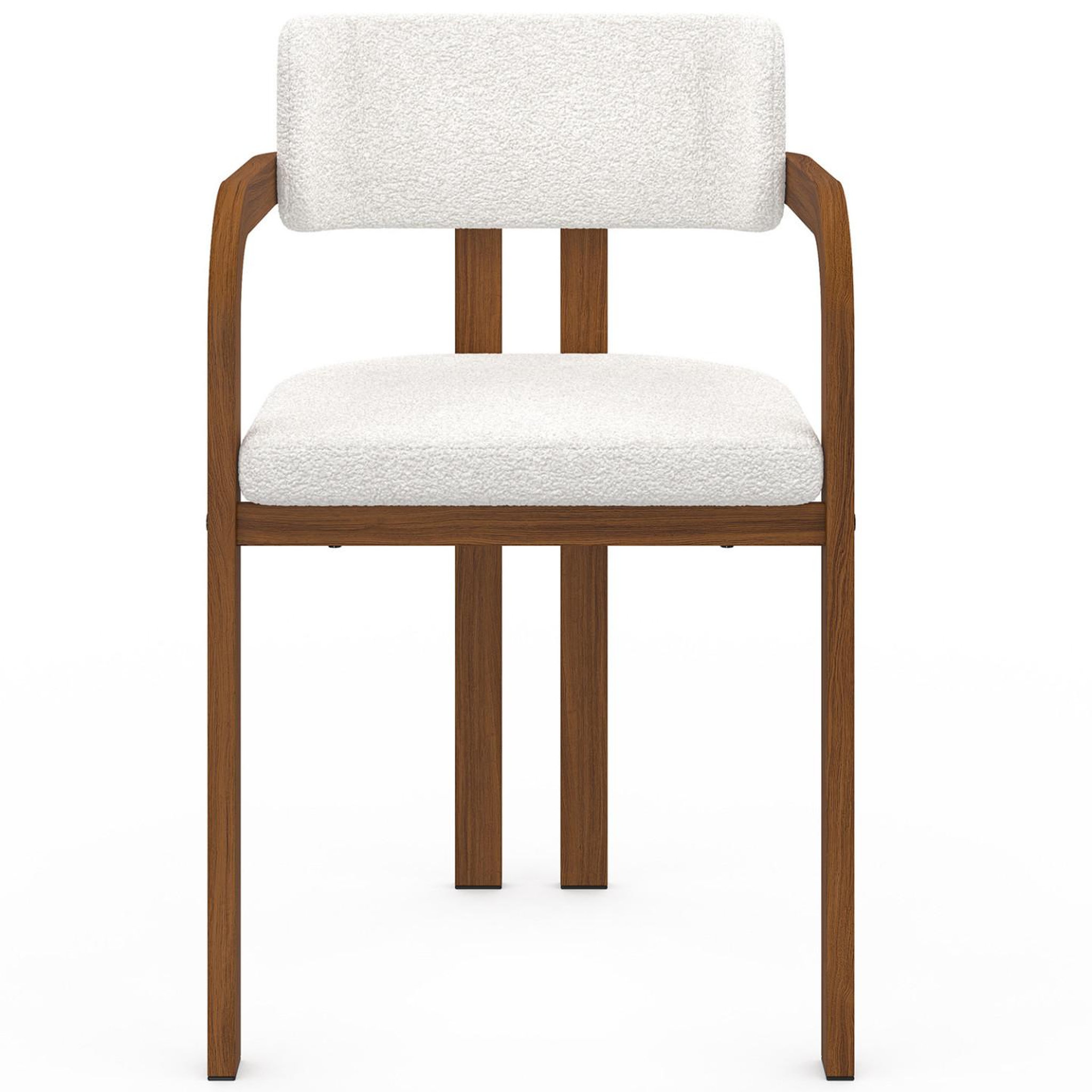 Voir la diapositive 3 : ID MARKET Lot de 4 chaises de salle à manger, fauteuils de table ESMA en métal effet noyer et tissu bouclette avec accoudoirs