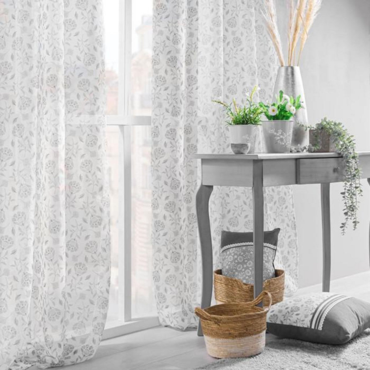 Paris Prix Coussin Déco Imprimé  Flavie  40x60cm Gris